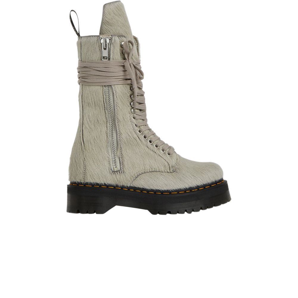 Pre-owned Rick Owens Dr. Martens X Strobe Calf Length Boot 'furry Pearl' | Grey | Men's Size 40