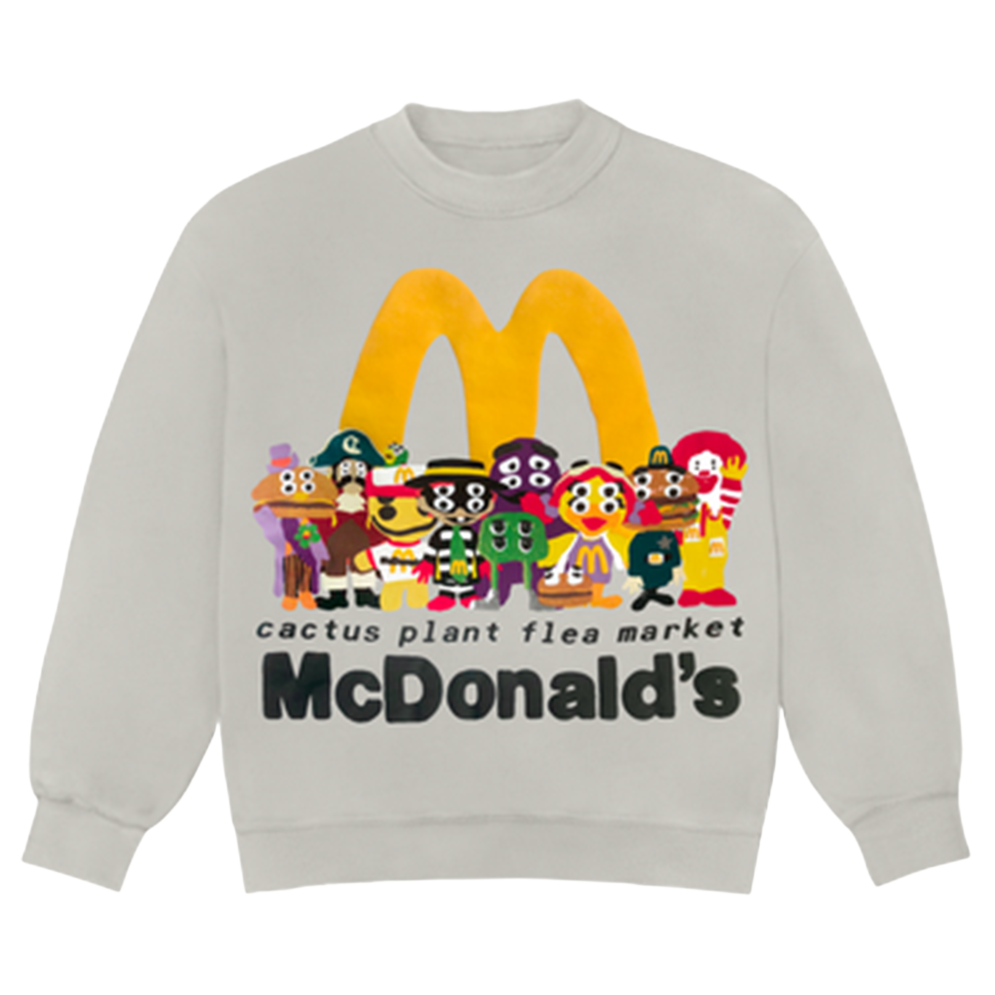Pre-owned Cactus Plant Flea Market X Mcdonald's Cactus Buddy! And Friends Crewneck 'cement' In Grey