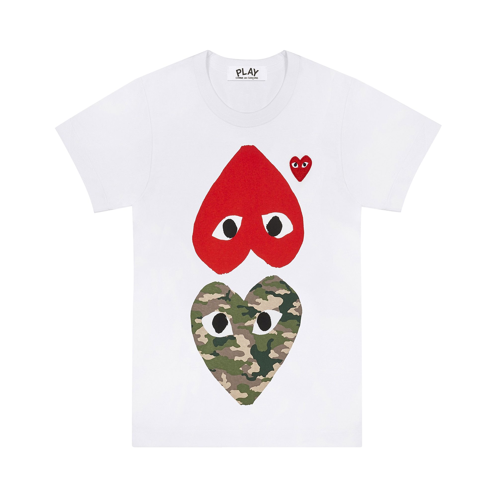 Pre-owned Comme Des Garçons Play Upside Down Camo T-shirt 'white'