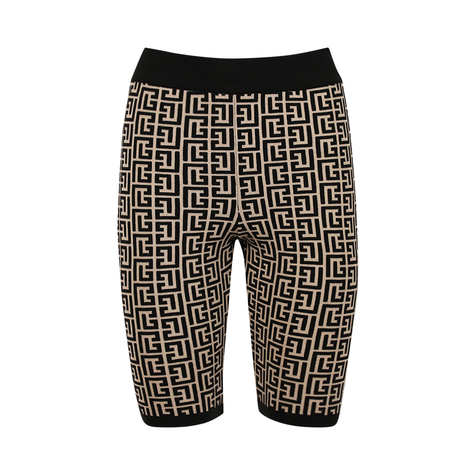 Balmain Monogram Knit Cyclist Shorts 'Black/White' | Multi-Color | Women's Size 38