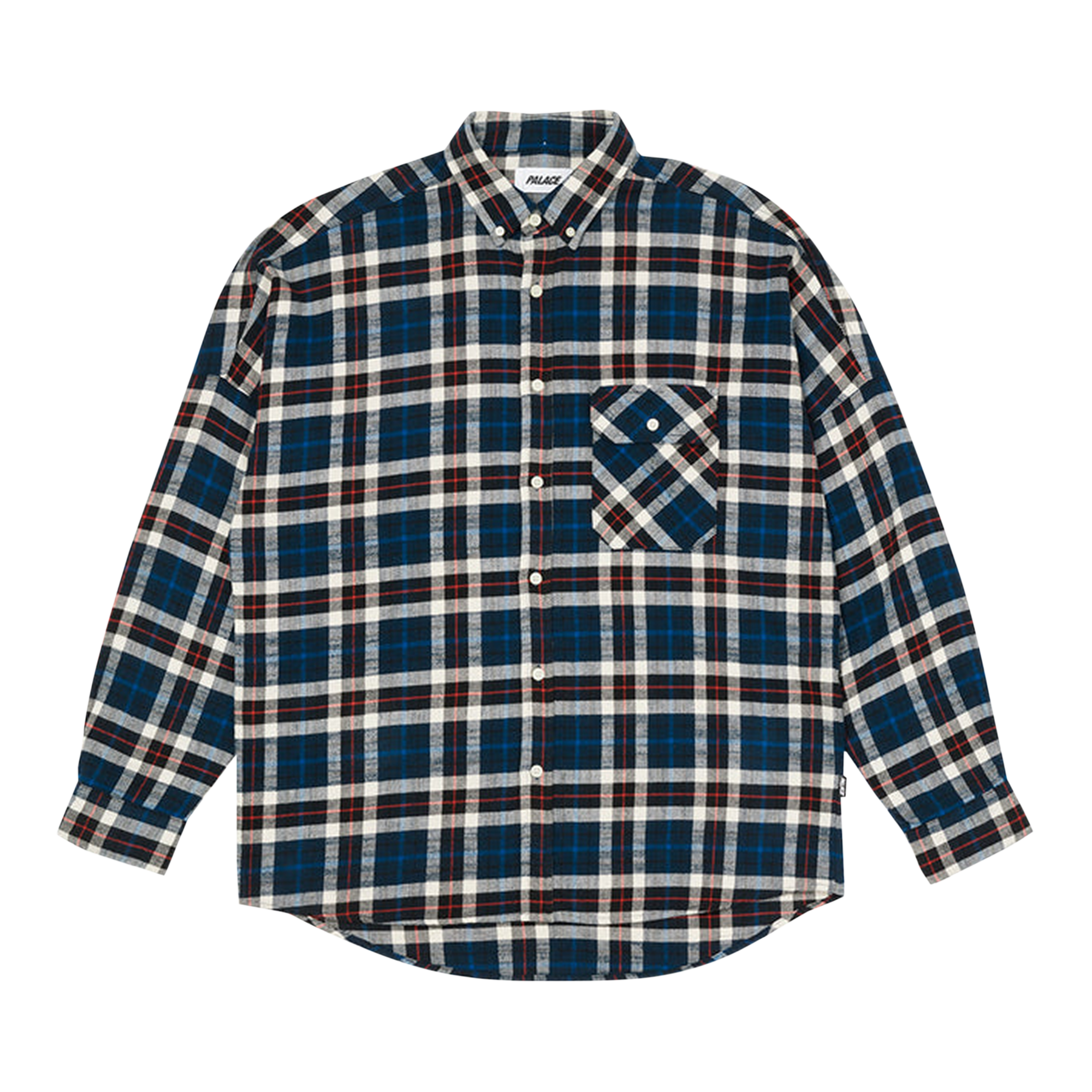 Pre-owned Palace Flannel Drop Shoulder Shirt 'navy' In Blue