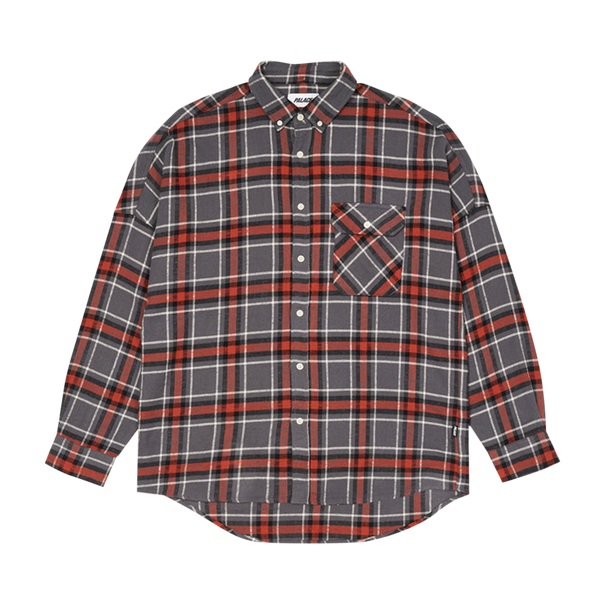 Pre-owned Palace Flannel Drop Shoulder Shirt 'grey'