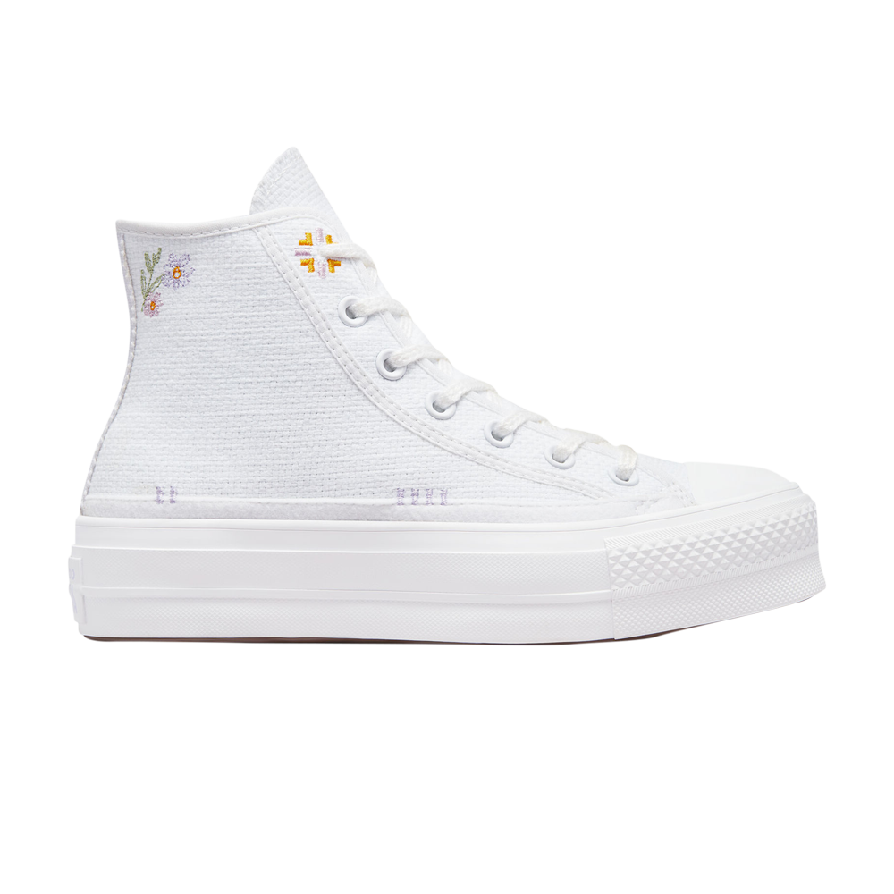 Pre-owned Converse Wmns Chuck Taylor All Star Lift Platform High 'autumn Embroidery - White'