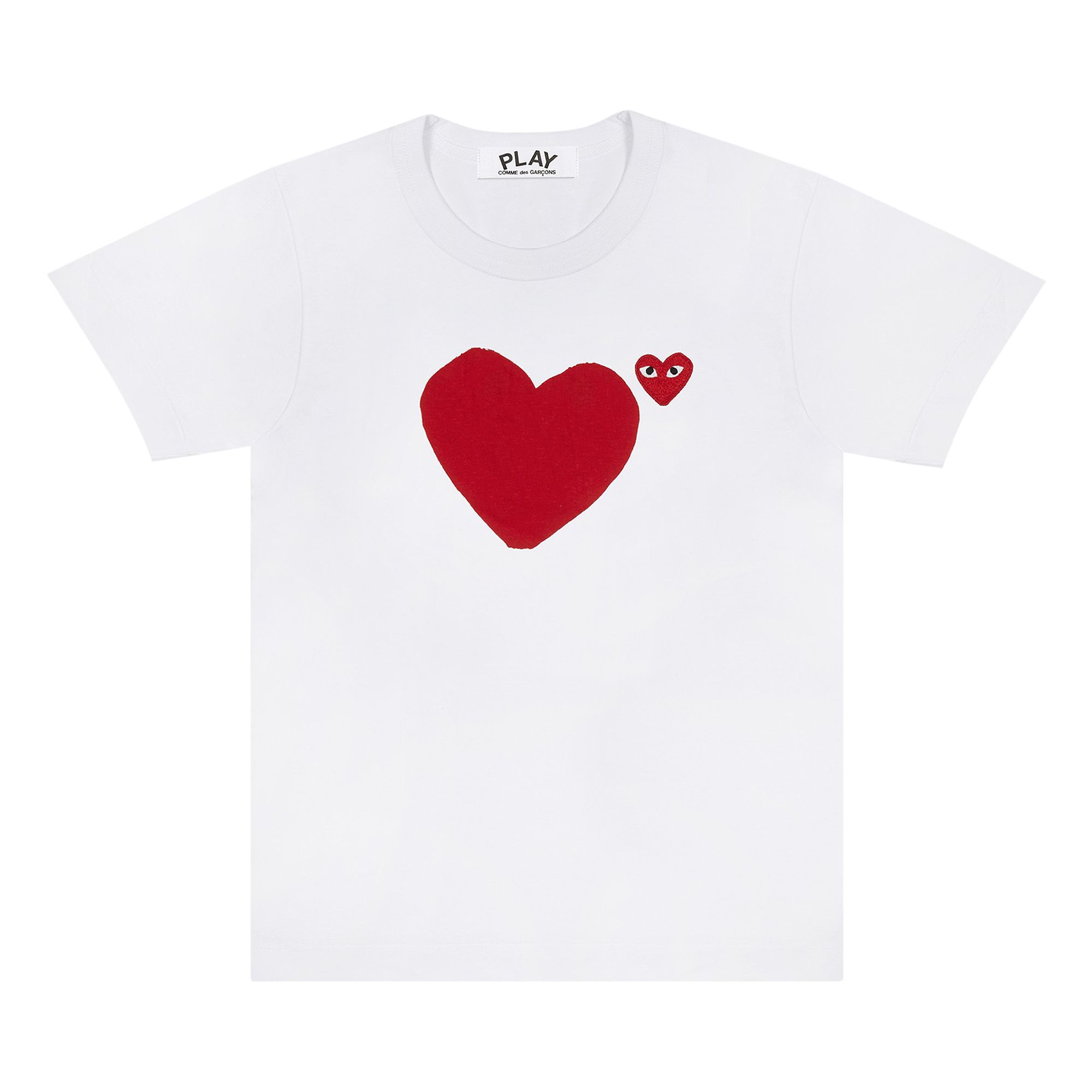 Pre-owned Comme Des Garçons Play T-shirt Heart Front & Back 'white' | Women's Size L