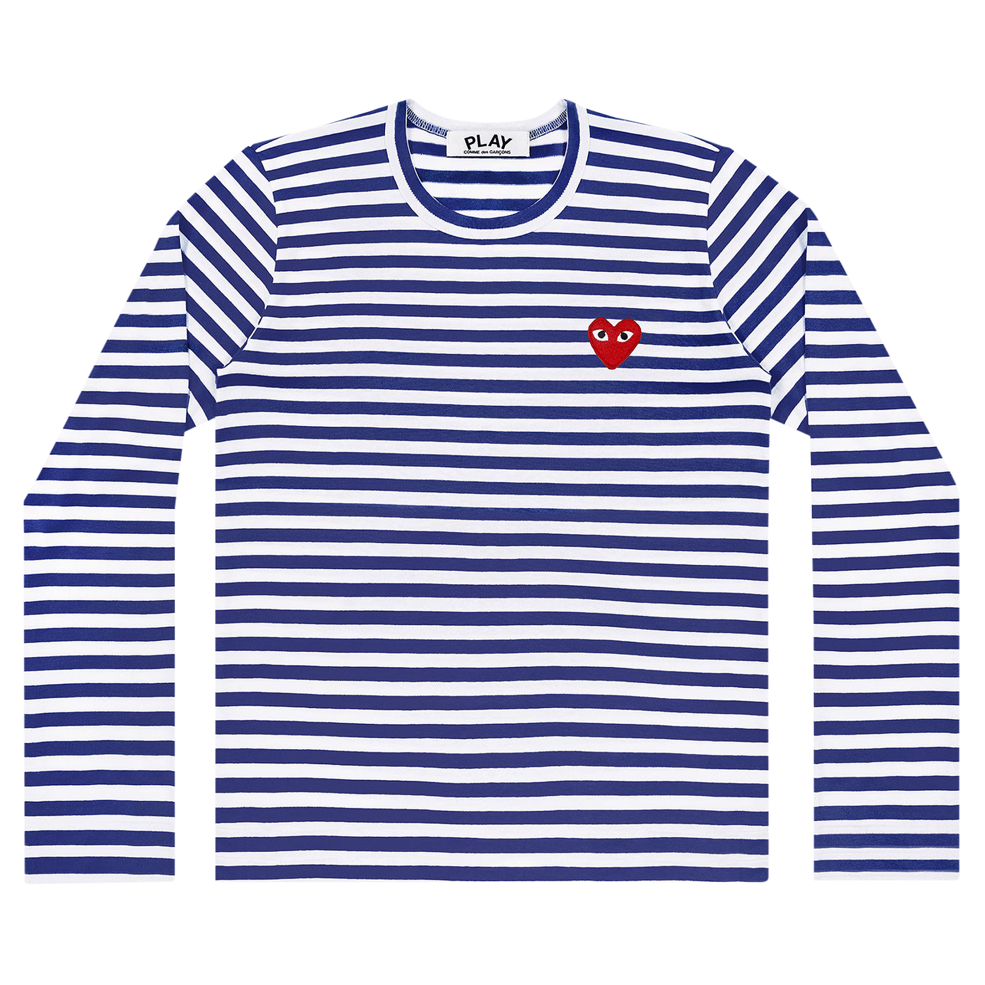 Pre-owned Comme Des Garçons Play Striped Heart Long-sleeve T-shirt 'navy/white' In Blue