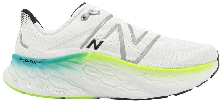 New Balance Fresh Foam X More v4 2E Wide White Electric Teal
