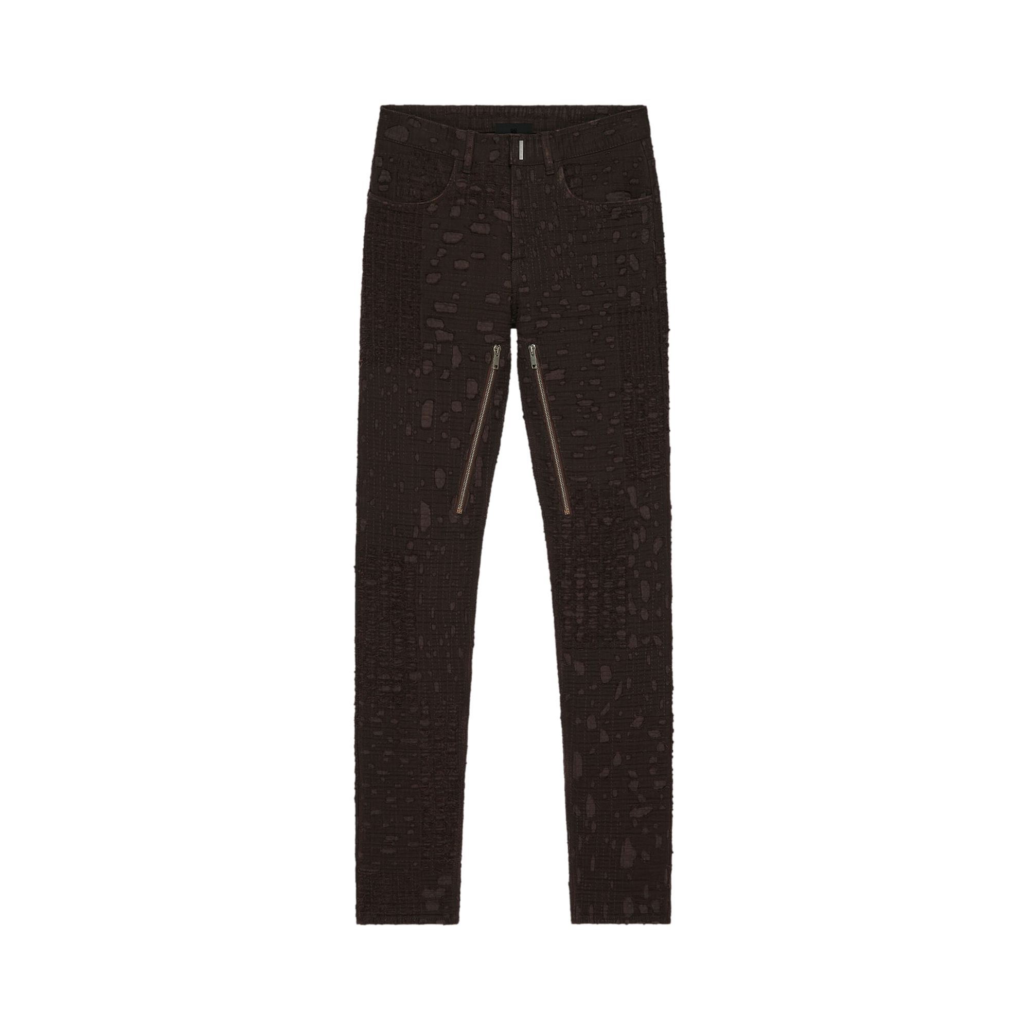 Pre-owned Givenchy Slim Fit Denim Trousers With Zips 'dark Brown'