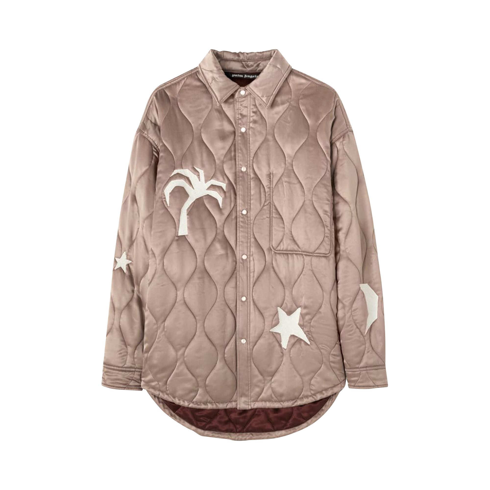 Pre-owned Palm Angels Life Is Palm Quilted Overshirt 'beige/butter' | Tan | Men's Size Xs