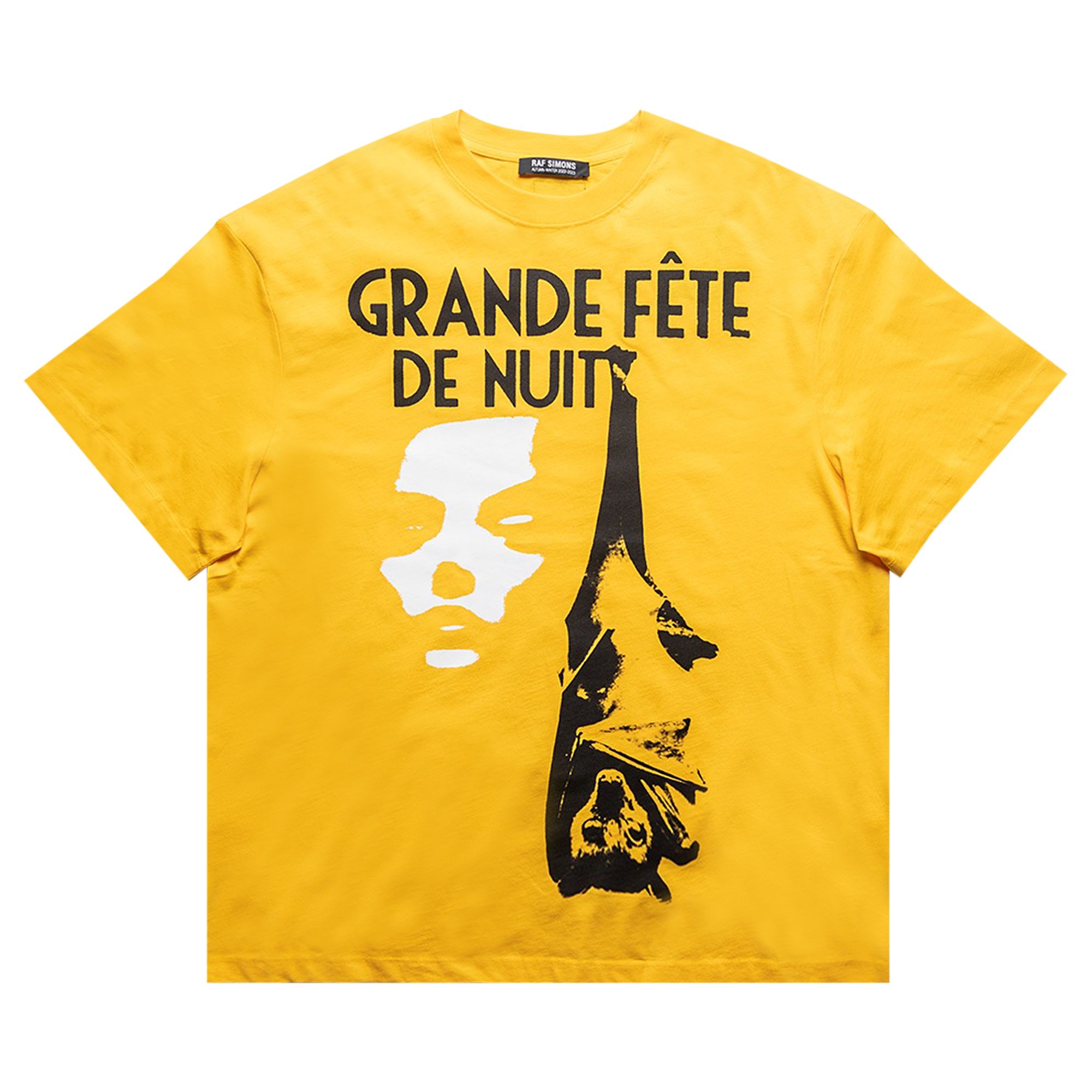 Pre-owned Raf Simons Overzized T-shirt Grand Fete De Nuit Print Front 'yellow' | Men's Size Xs