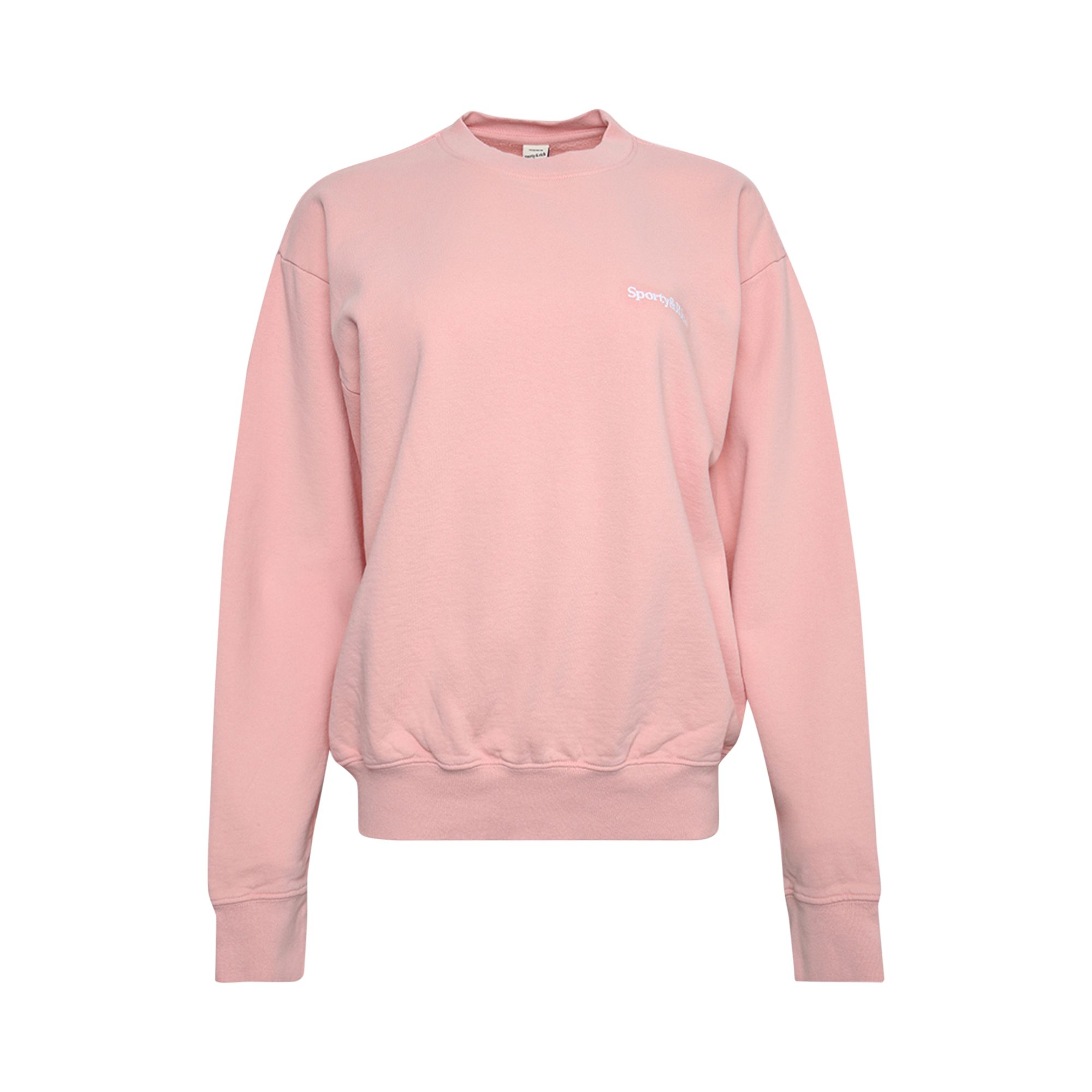 Sporty & Rich Serif Embroidered Crewneck 'Rose' | Pink | Women's Size M