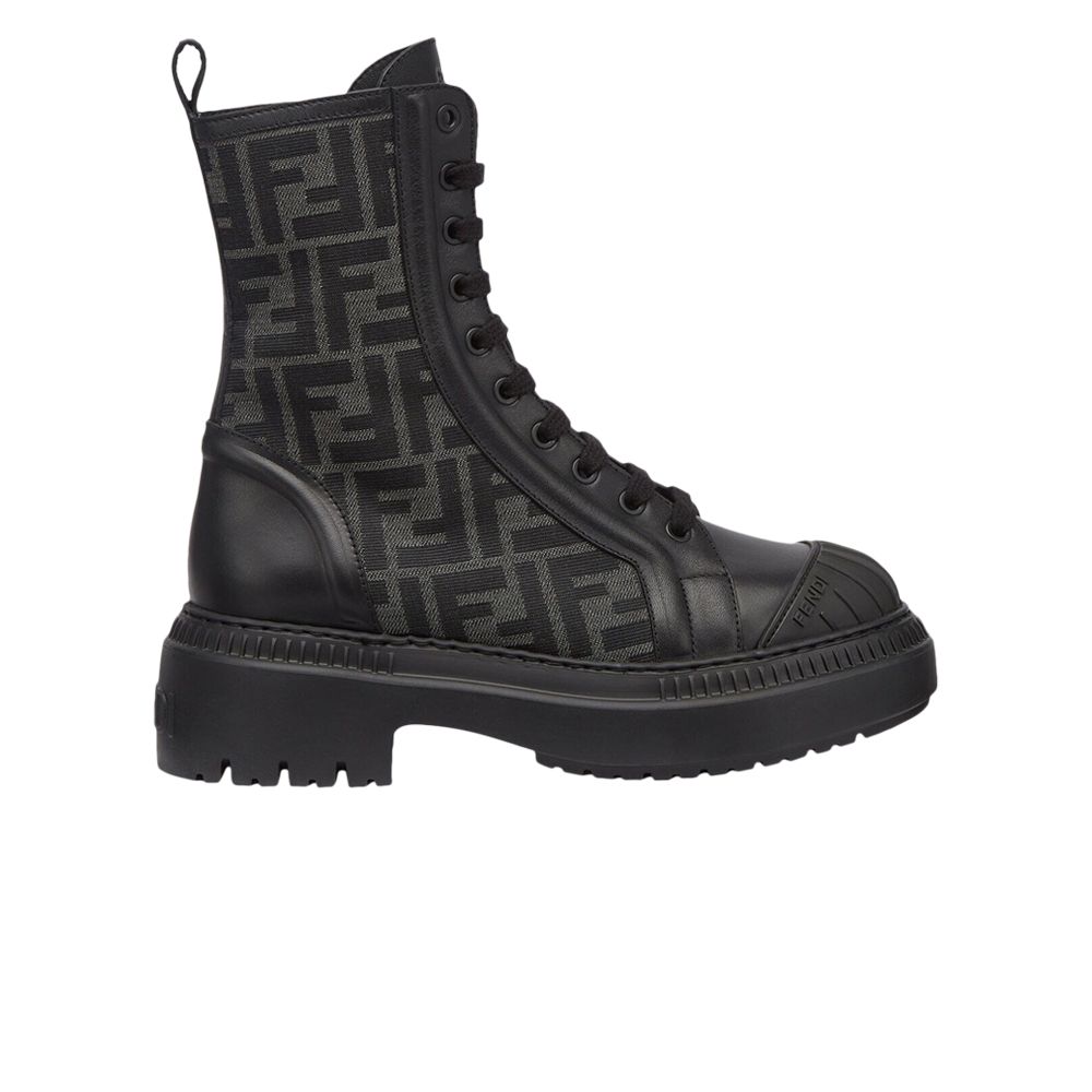 Pre-owned Fendi Wmns Ff Motif Domino Biker Boot 'black'