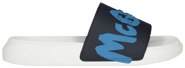 Alexander McQueen Wmns Rubber Pool Slide Graffiti   Navy