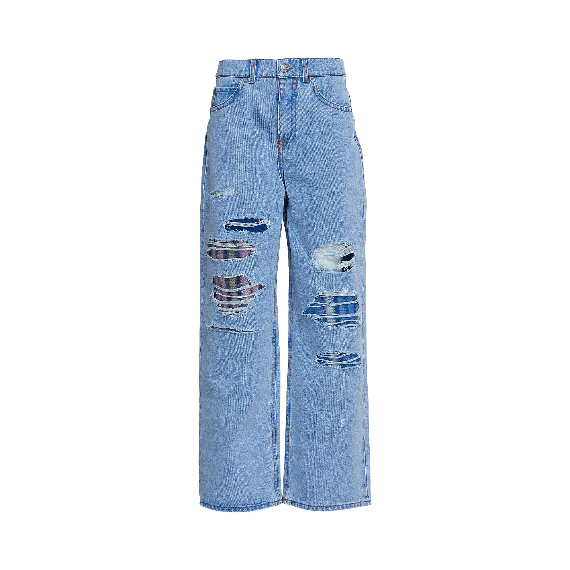 Pre-owned Marni Mohair Patch Denim Jeans 'illusion Blue' | Women's Size 40