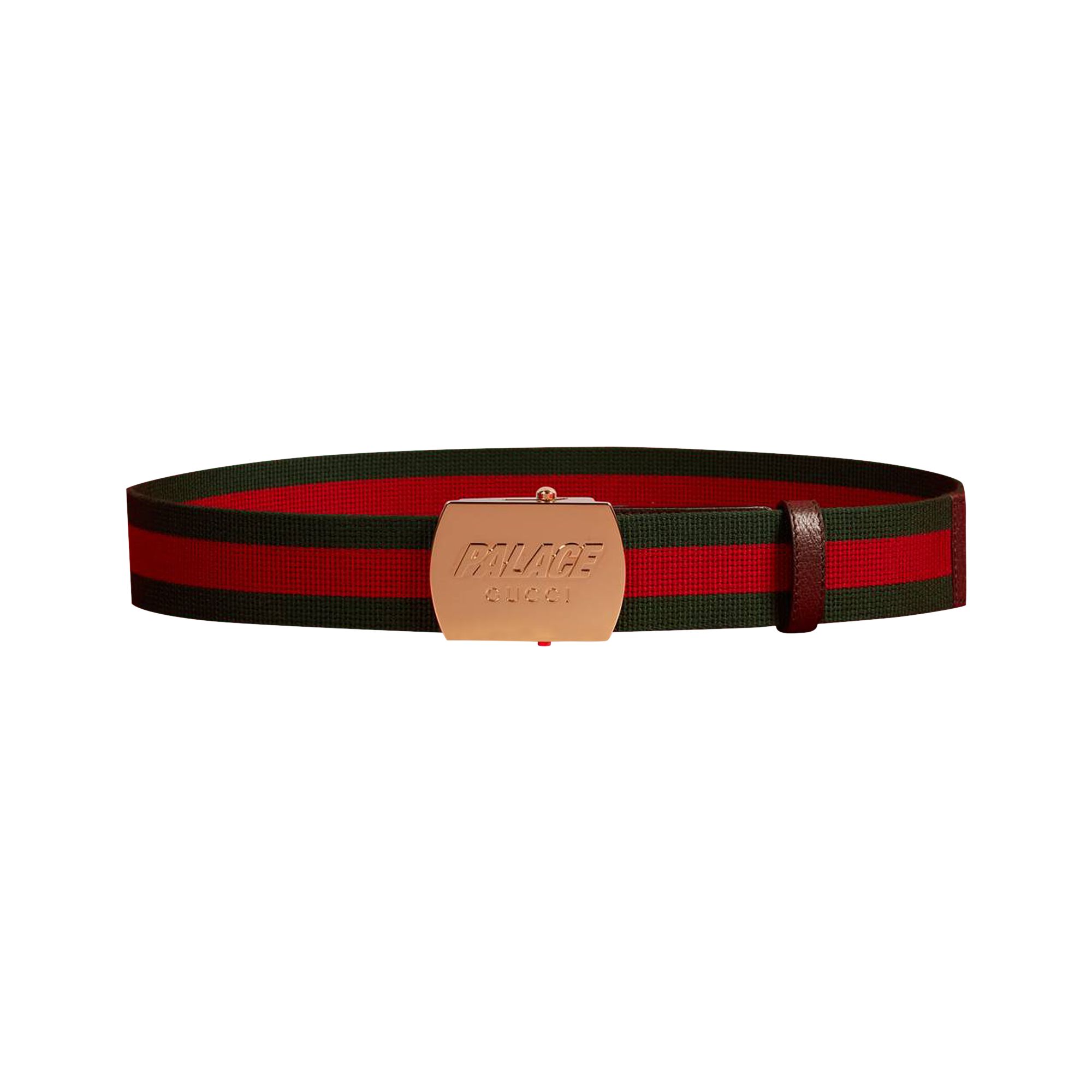 Pre-owned Gucci X Palace Web Skater Belt 'green/red' | Multi-color | Men's Size 90