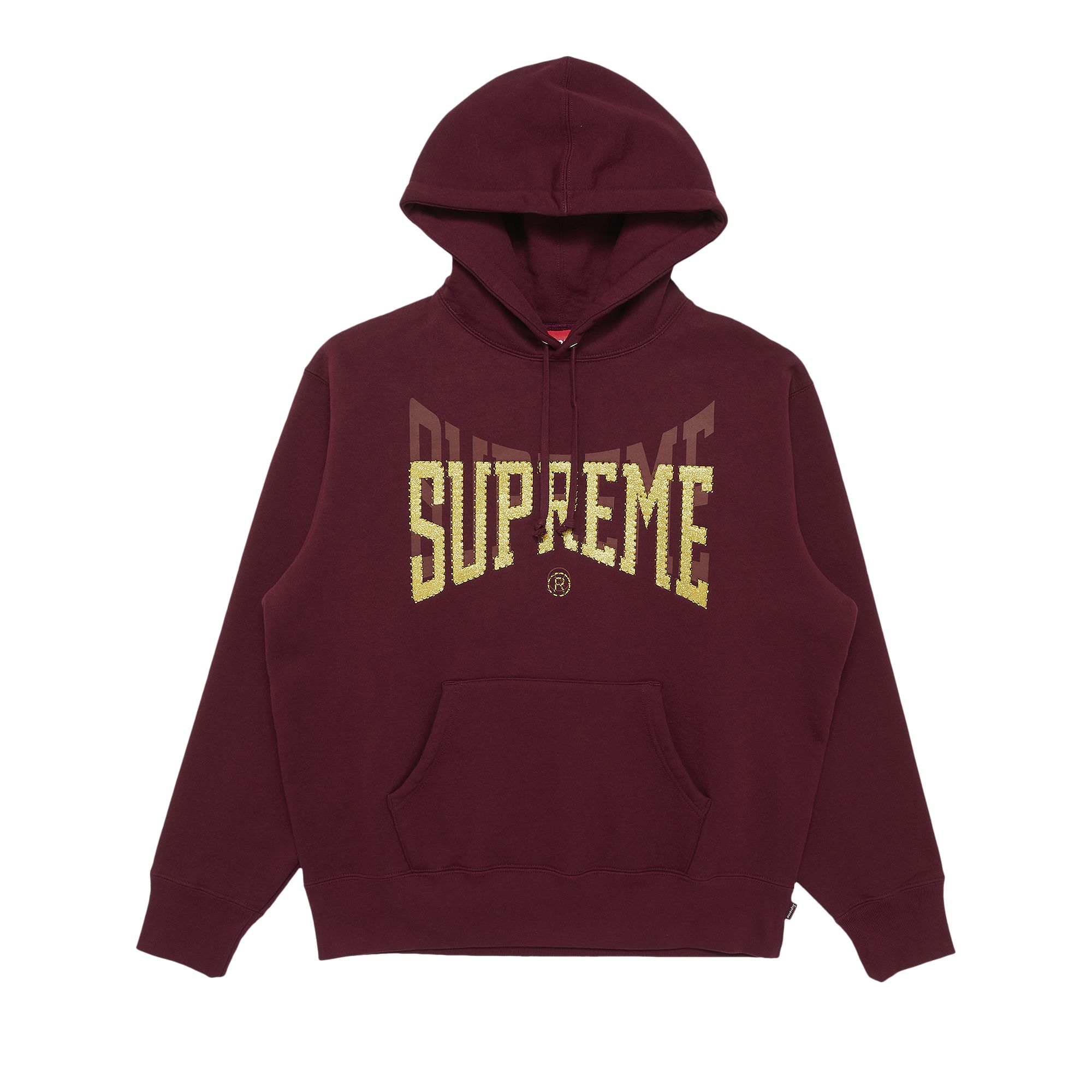 Pre-owned Supreme Rhinestone Shadow Hooded Sweatshirt 'burgundy' | Red | Men's Size Xl