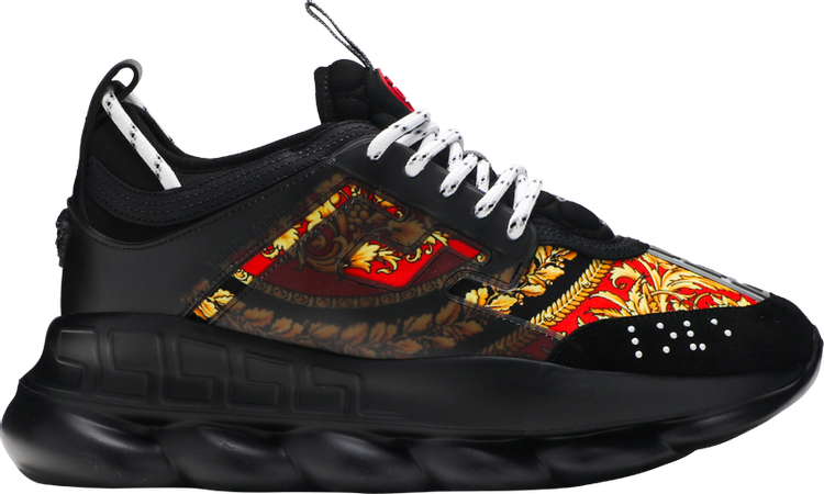 Versace Chain Reaction Sneakers In Black Zebra Polyester in Red