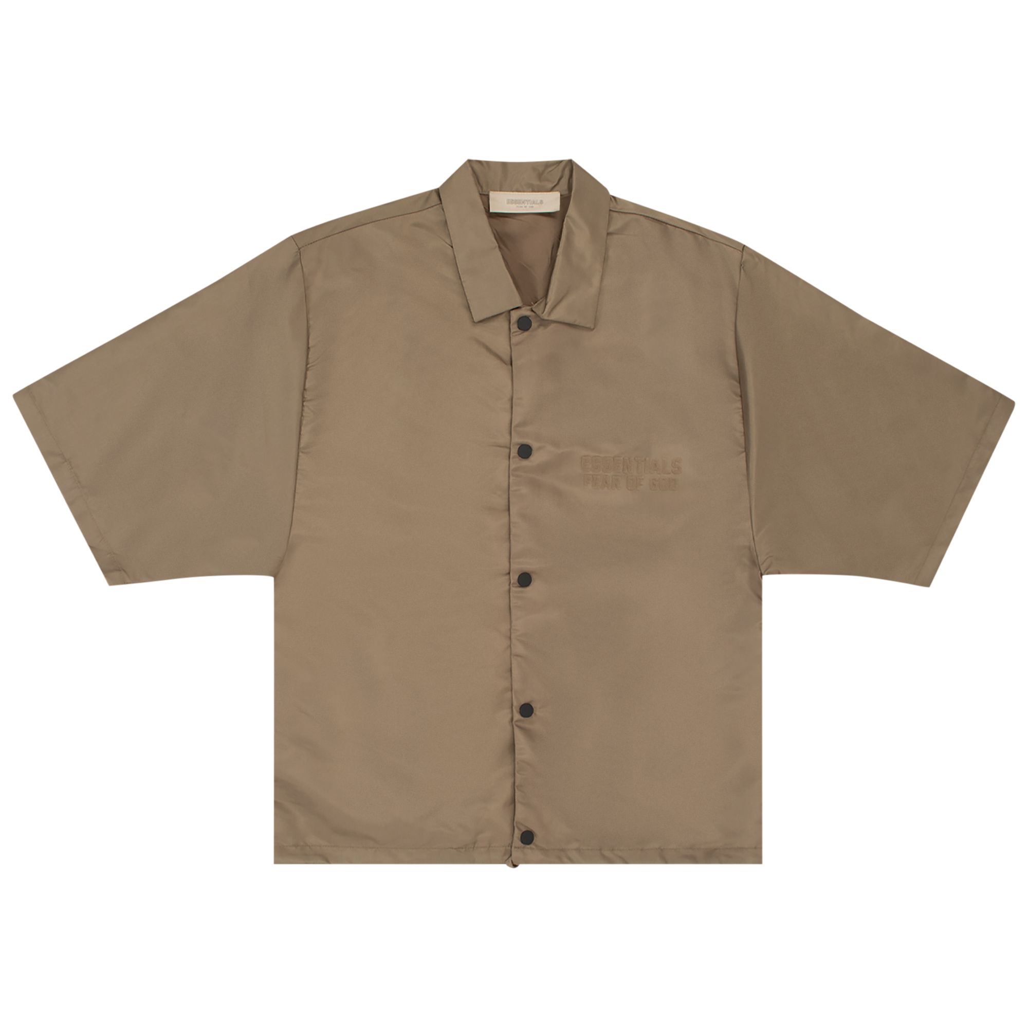 Fear of God Essentials Short-Sleeve Nylon Shirt 'Wood' | Brown | Men's Size M
