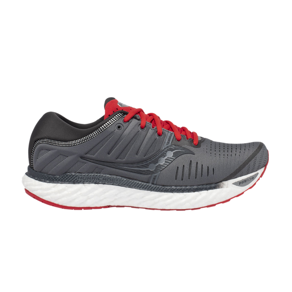 Pre-owned Saucony Hurricane 22 'charcoal Red' In Grey