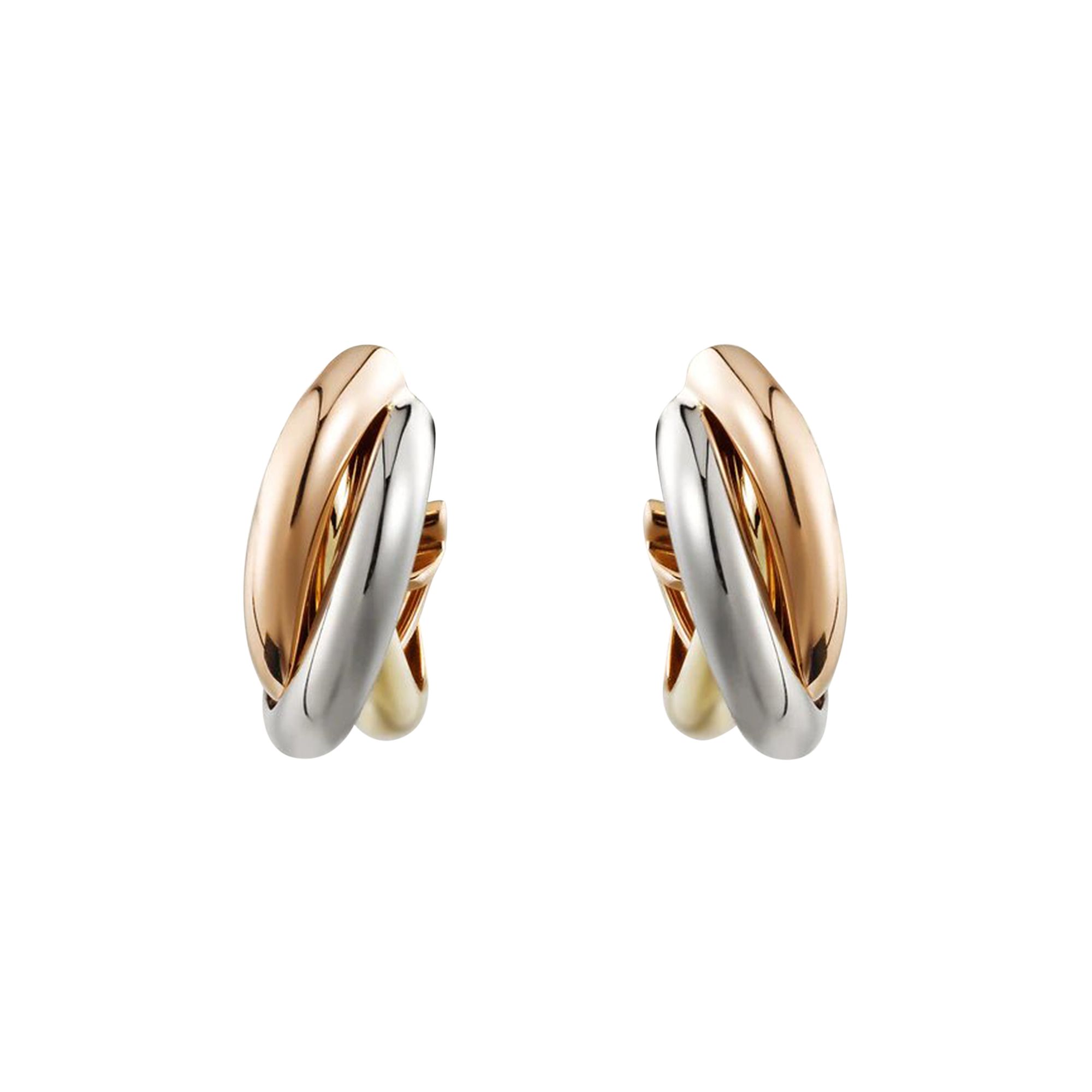 Pre-owned Cartier Trinity Earrings 'white Gold/yellow Gold/rose Gold'