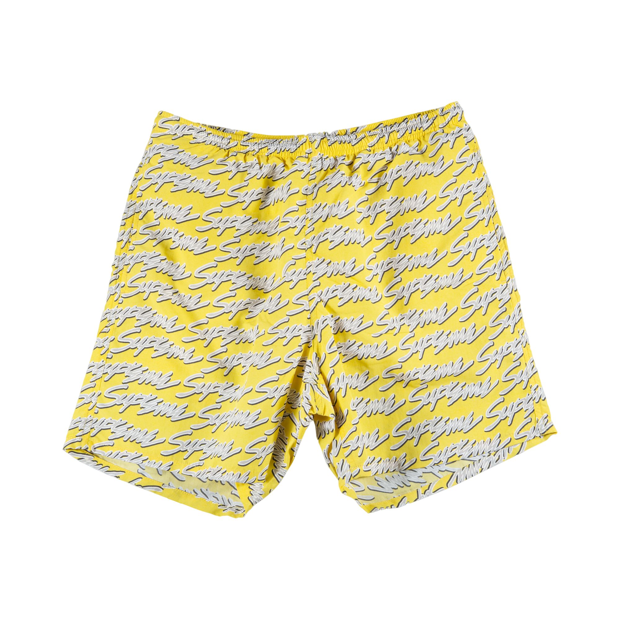 Pre-owned Supreme Signature Script Logo Water Short 'yellow' | Men's Size Xl