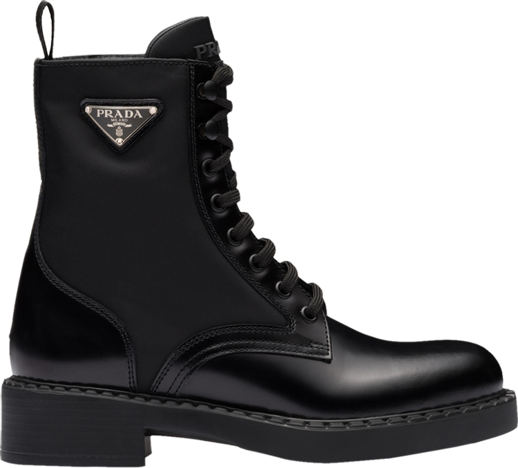 Prada Wmns Brushed Leather and Re-Nylon Ankle Boot 'Black'