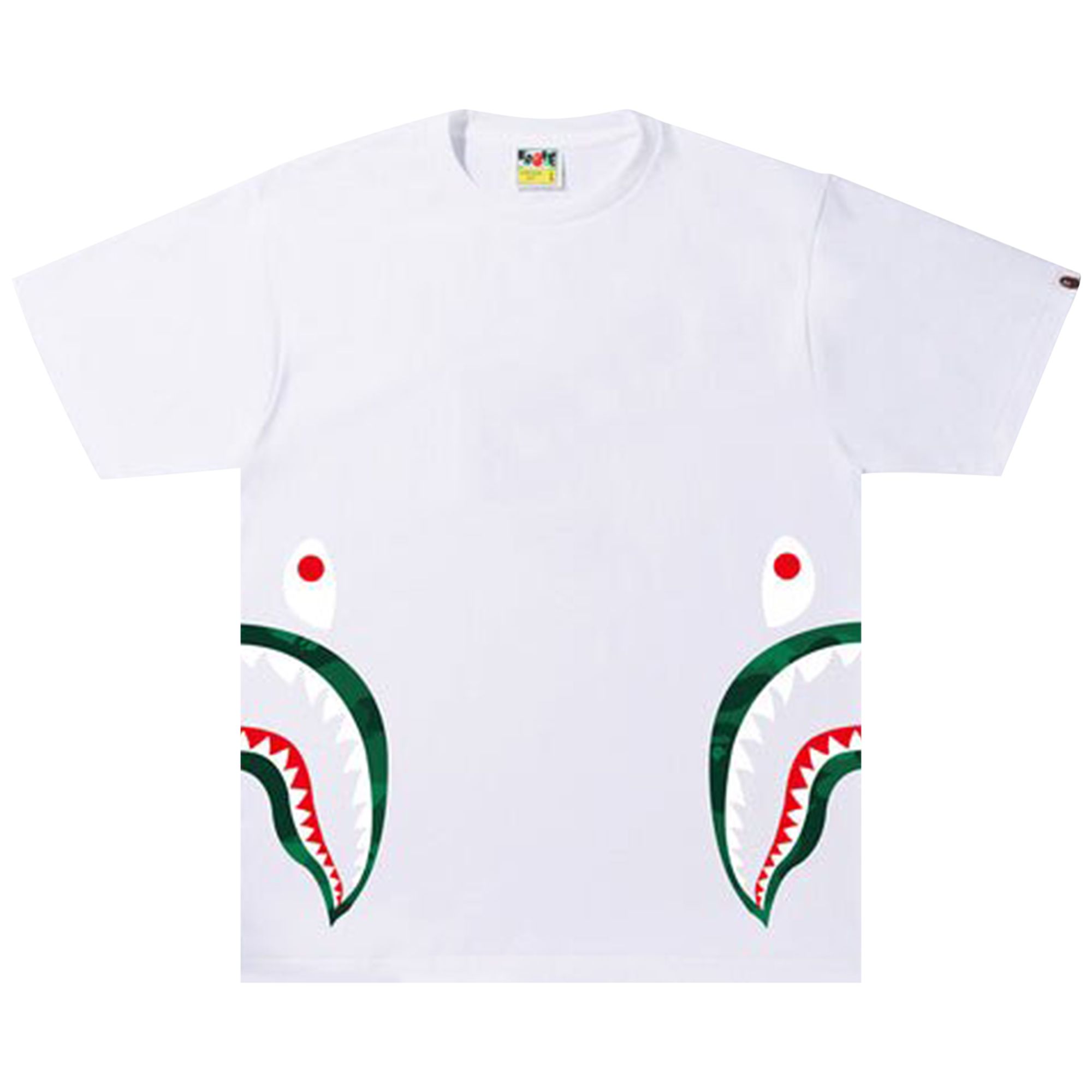 BAPE Color Camo Side Shark Tee 'White/Green' | Men's Size S