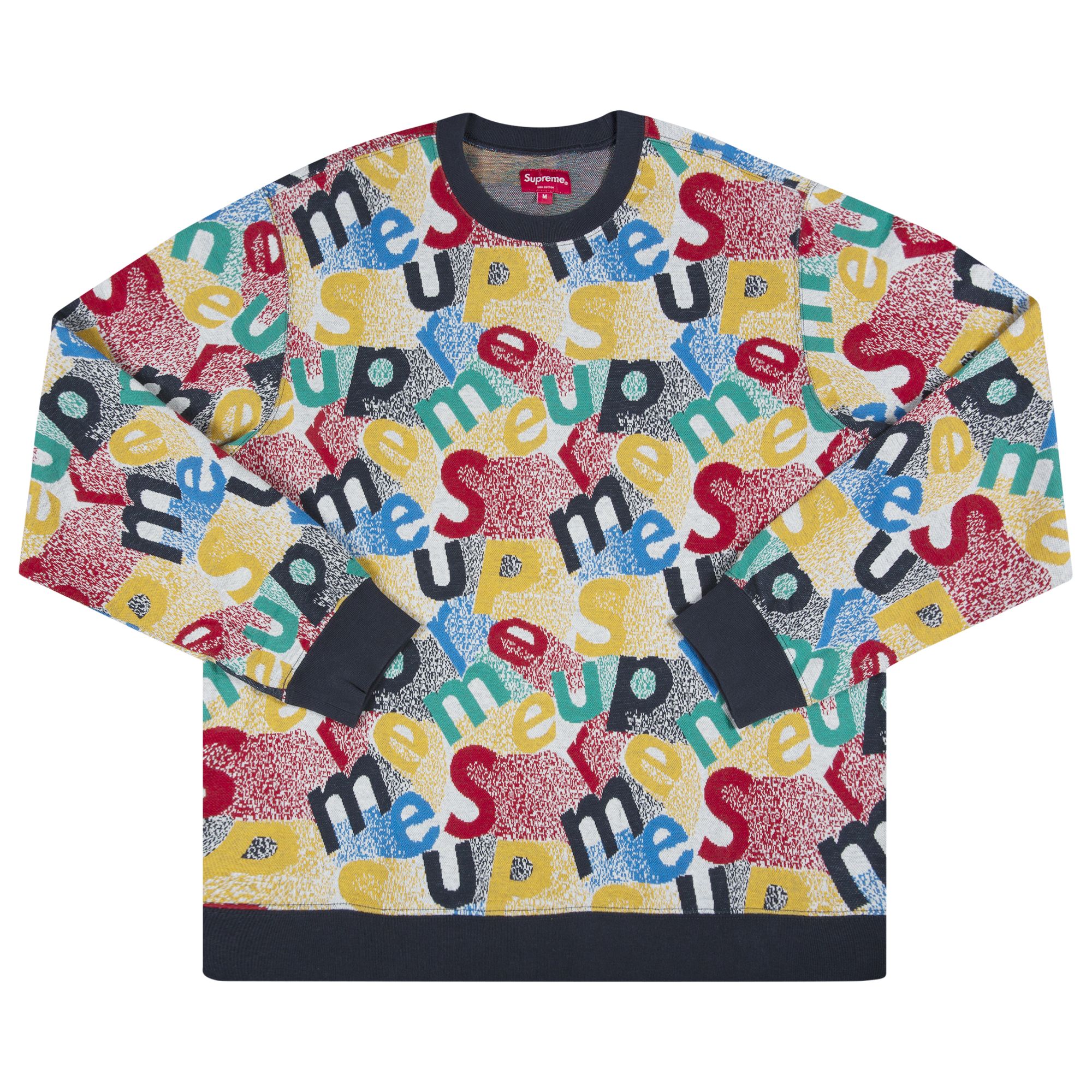 Supreme Scatter Text Crewneck 'Navy' | Blue | Men's Size M