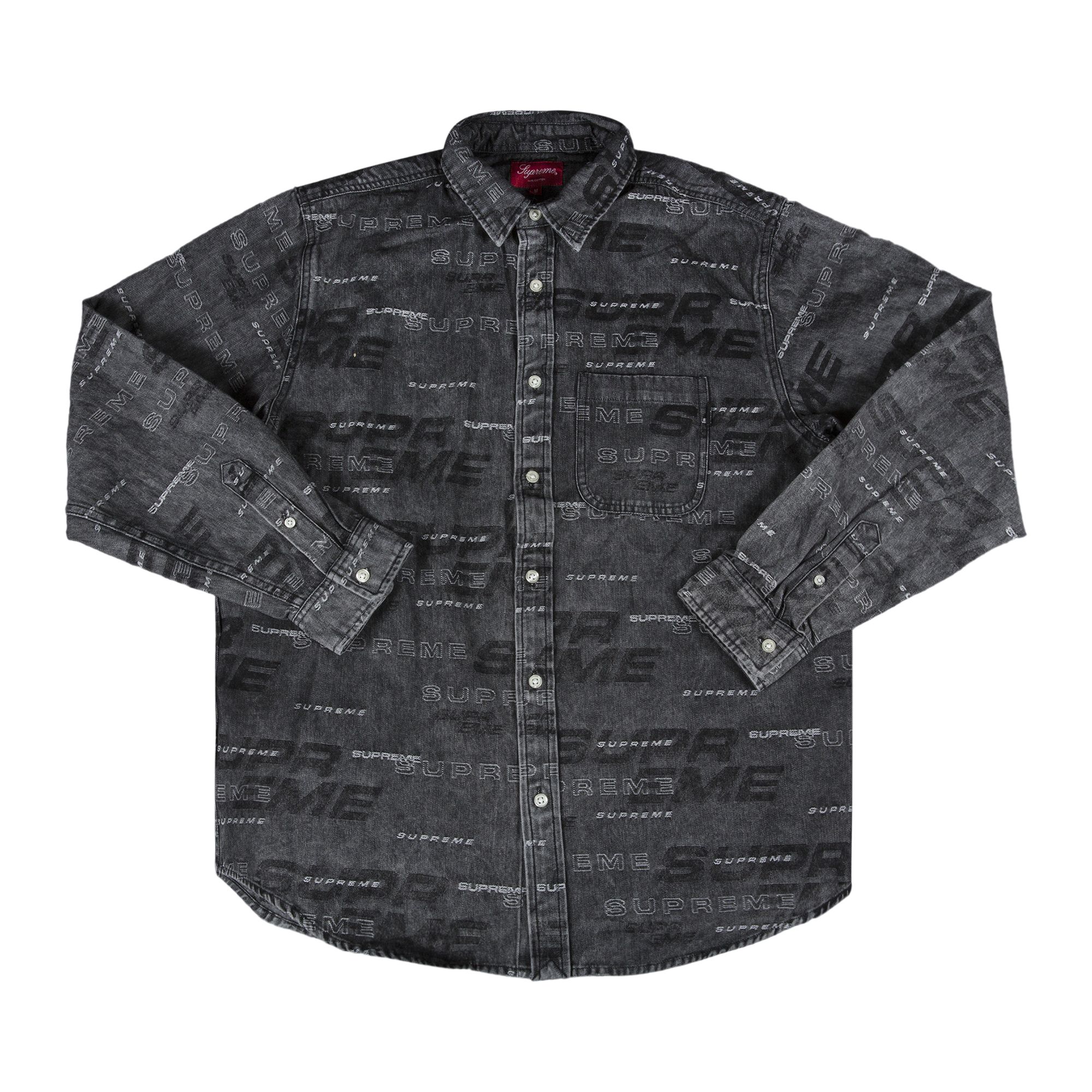 Pre-owned Supreme Dimensions Logo Denim Shirt 'black' | Men's Size S