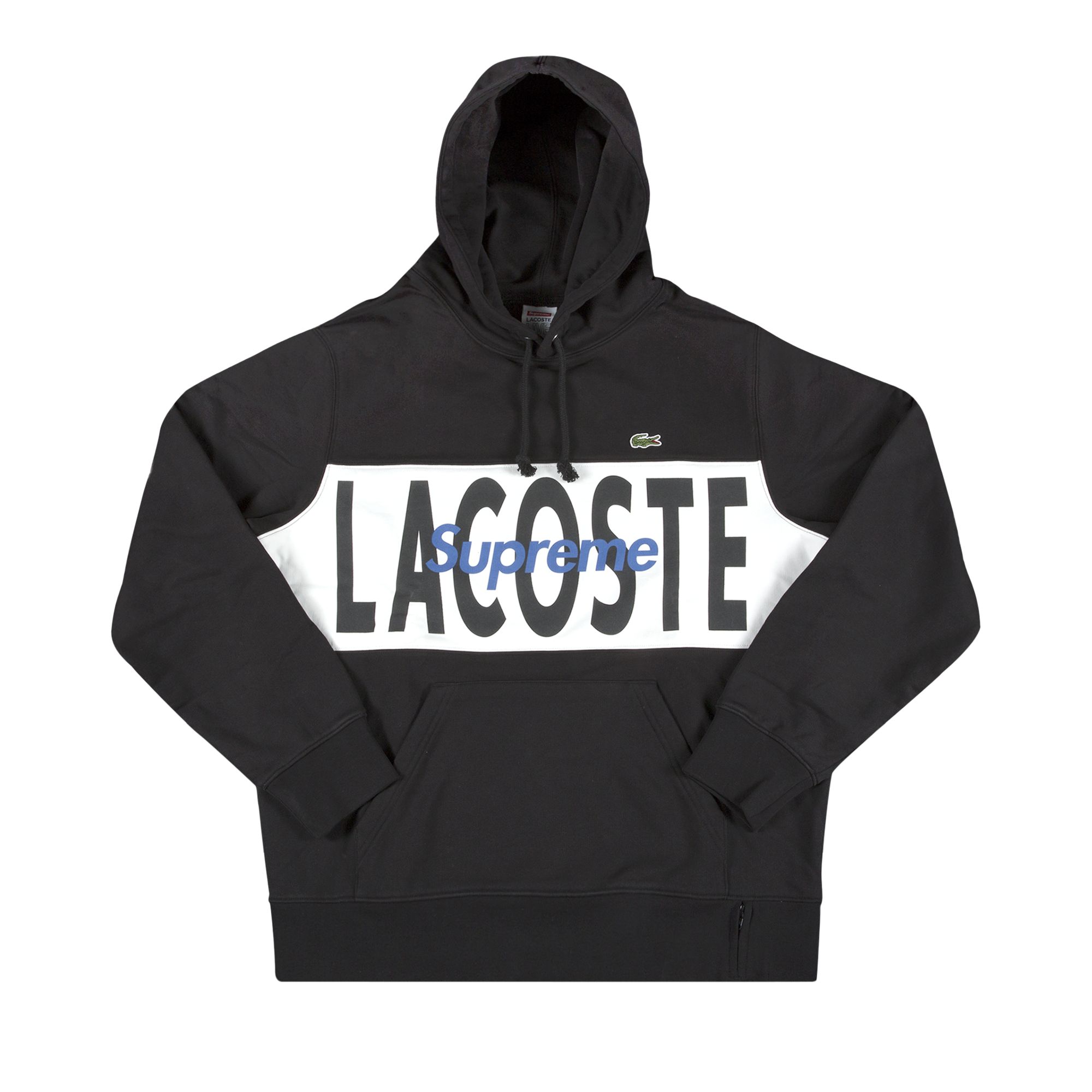 Supreme x Lacoste Logo Panel Hooded Sweatshirt 'Black' | Men's Size M