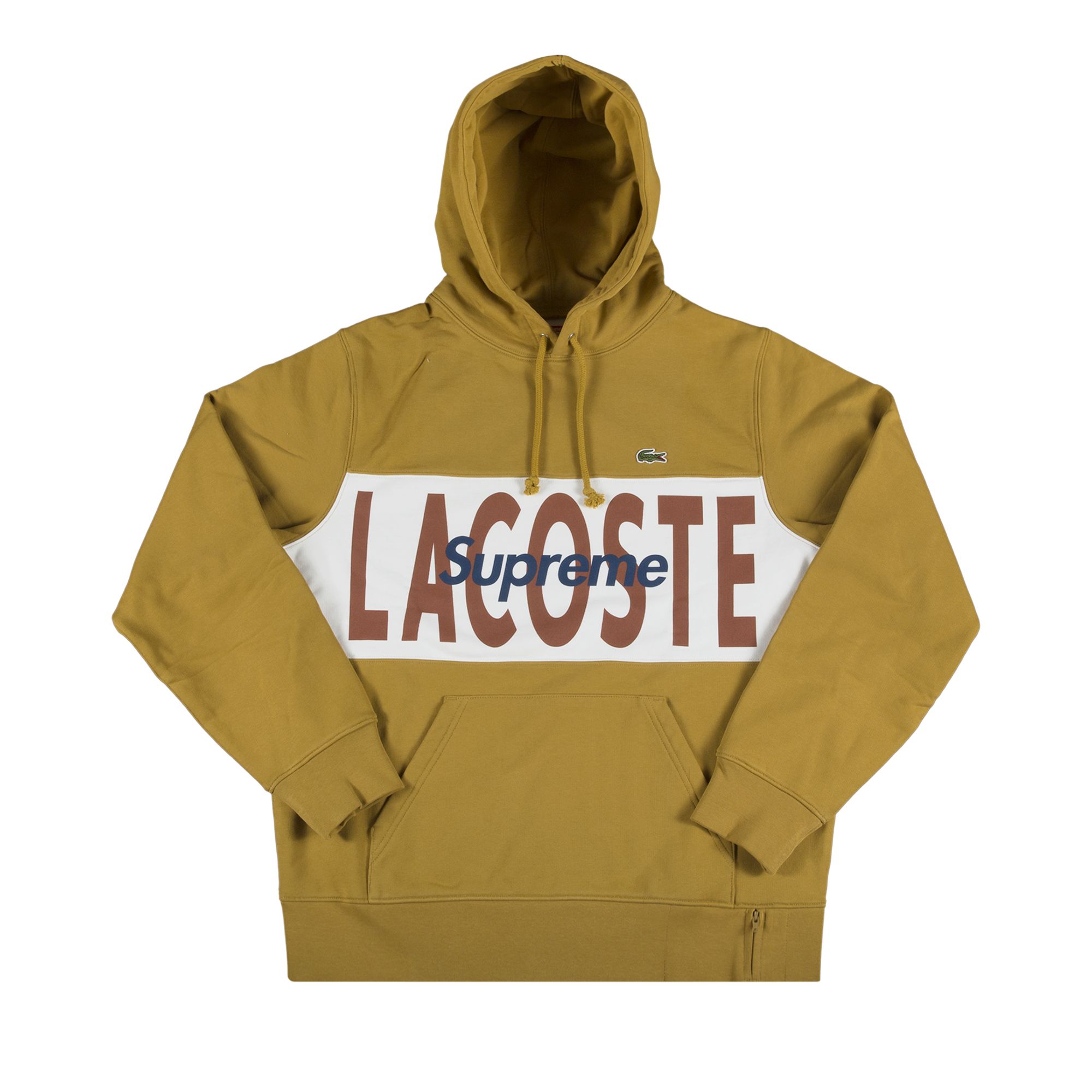 Supreme x Lacoste Logo Panel Hooded Sweatshirt 'Gold' | Men's Size M