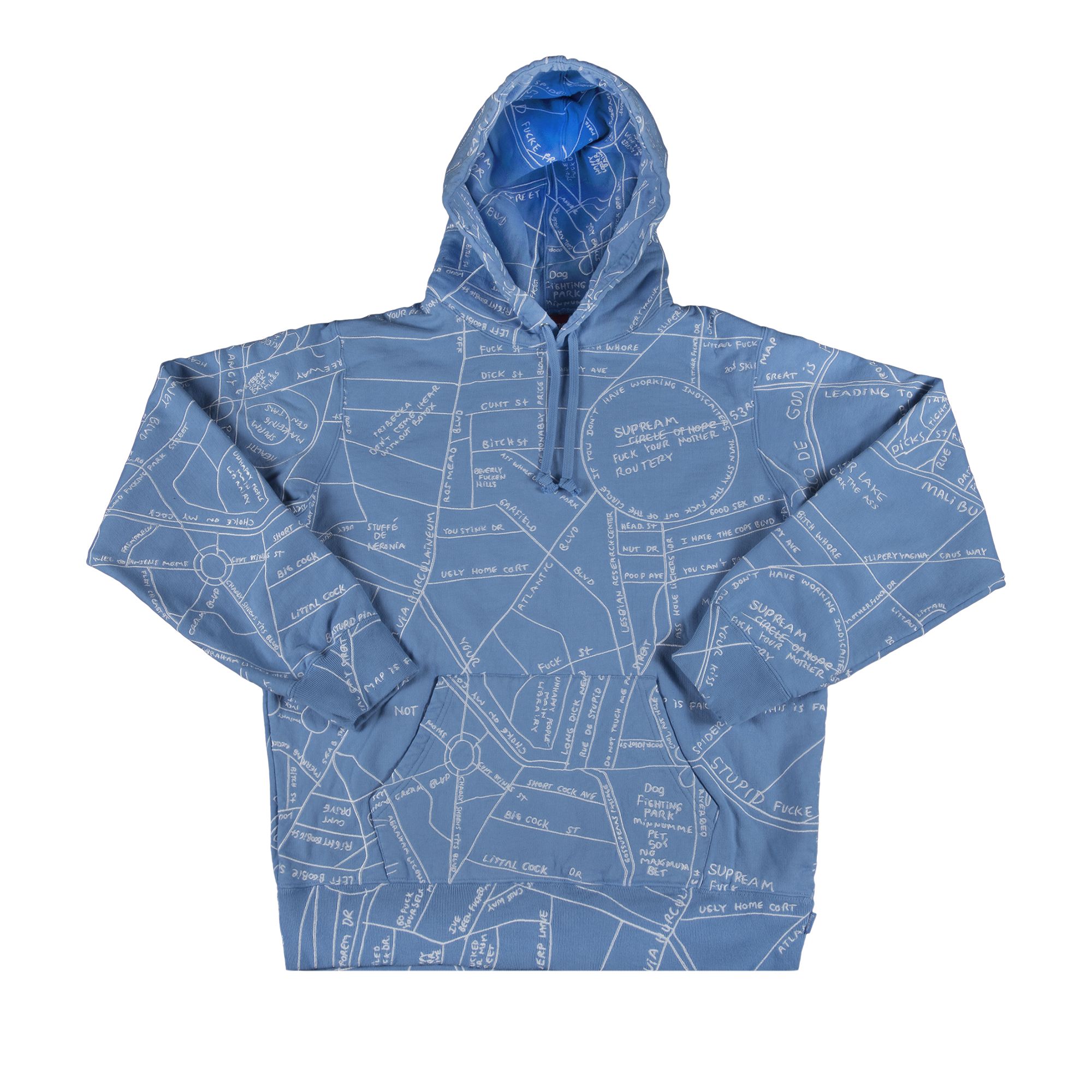 Pre-owned Supreme Gonz Embroidered Map Hooded Sweatshirt 'blue' | Men's Size S