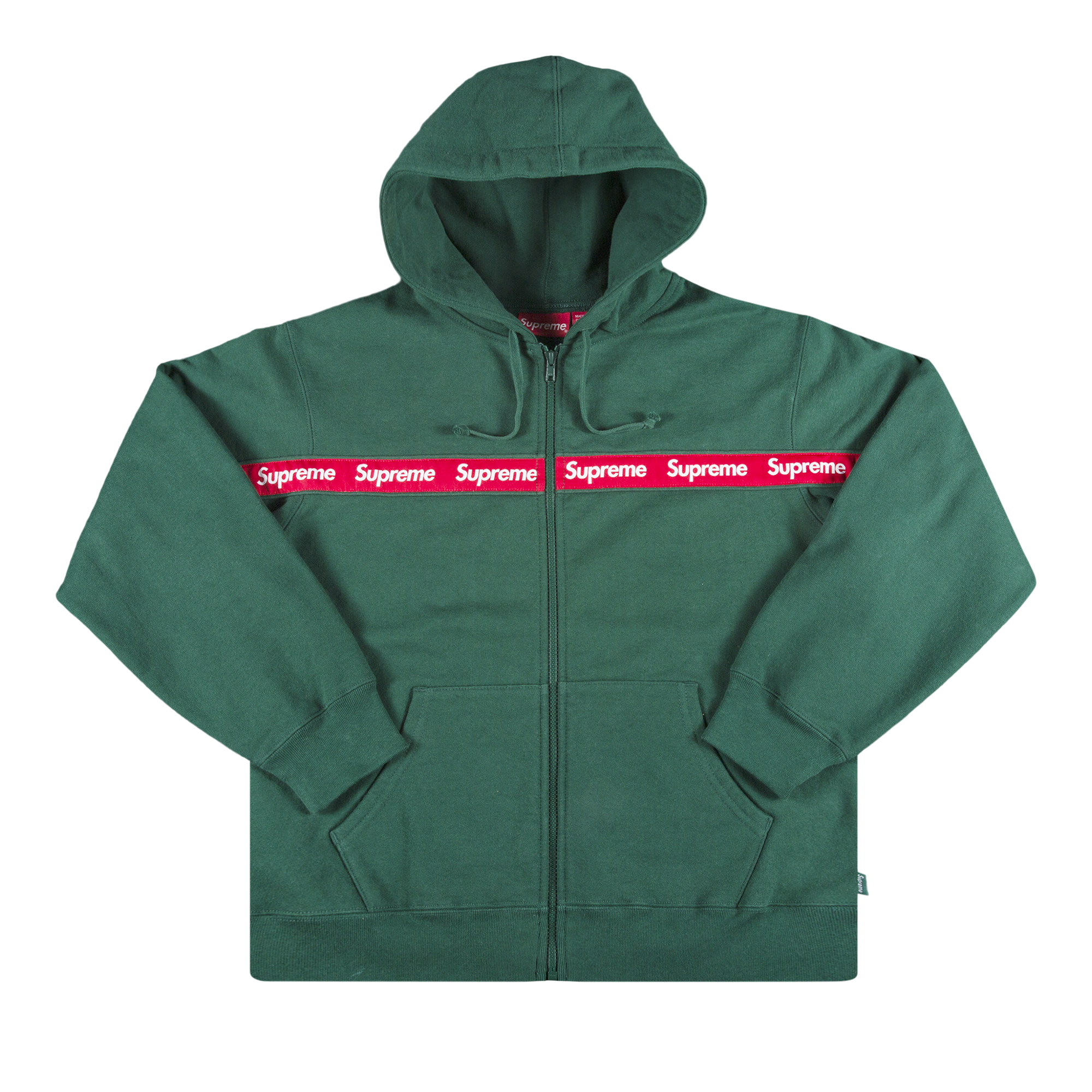 Pre-owned Supreme Text Stripe Zip Up Hooded Sweatshirt 'green'