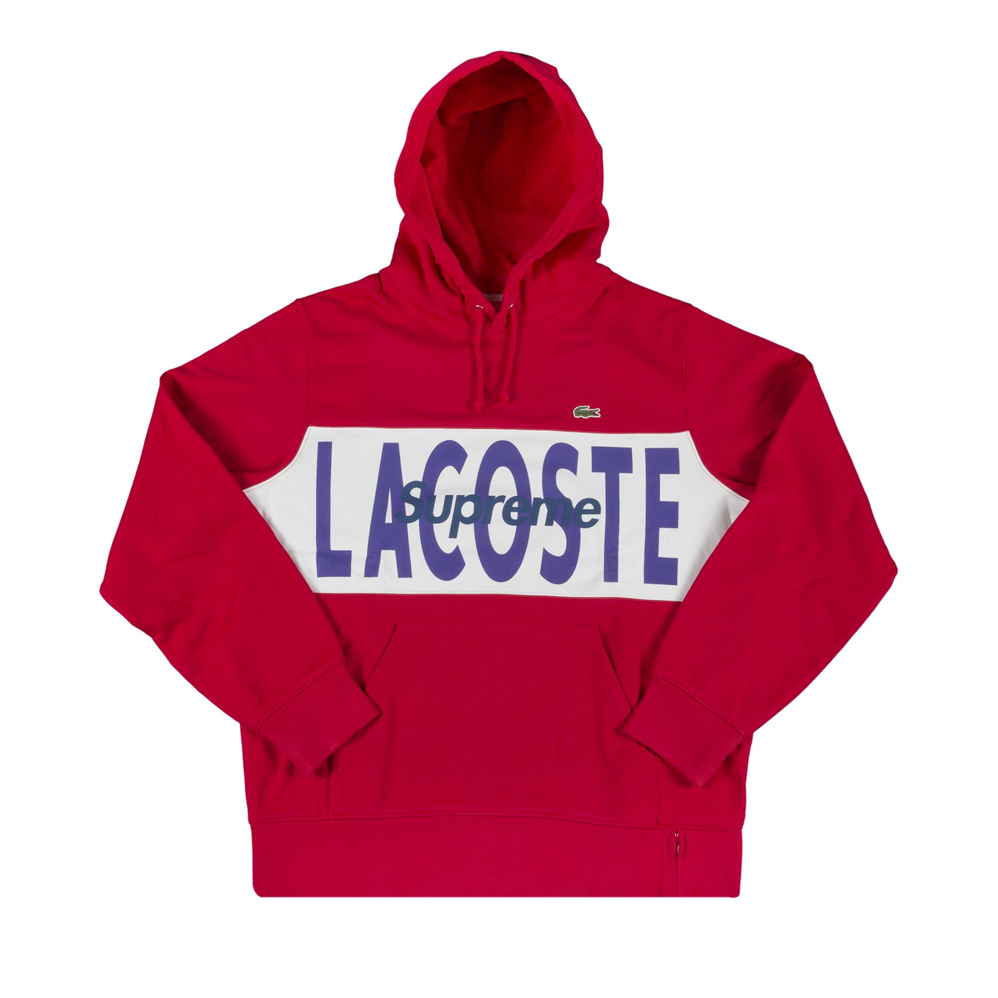 Supreme x Lacoste Logo Panel Hooded Sweatshirt 'Red' | Men's Size L