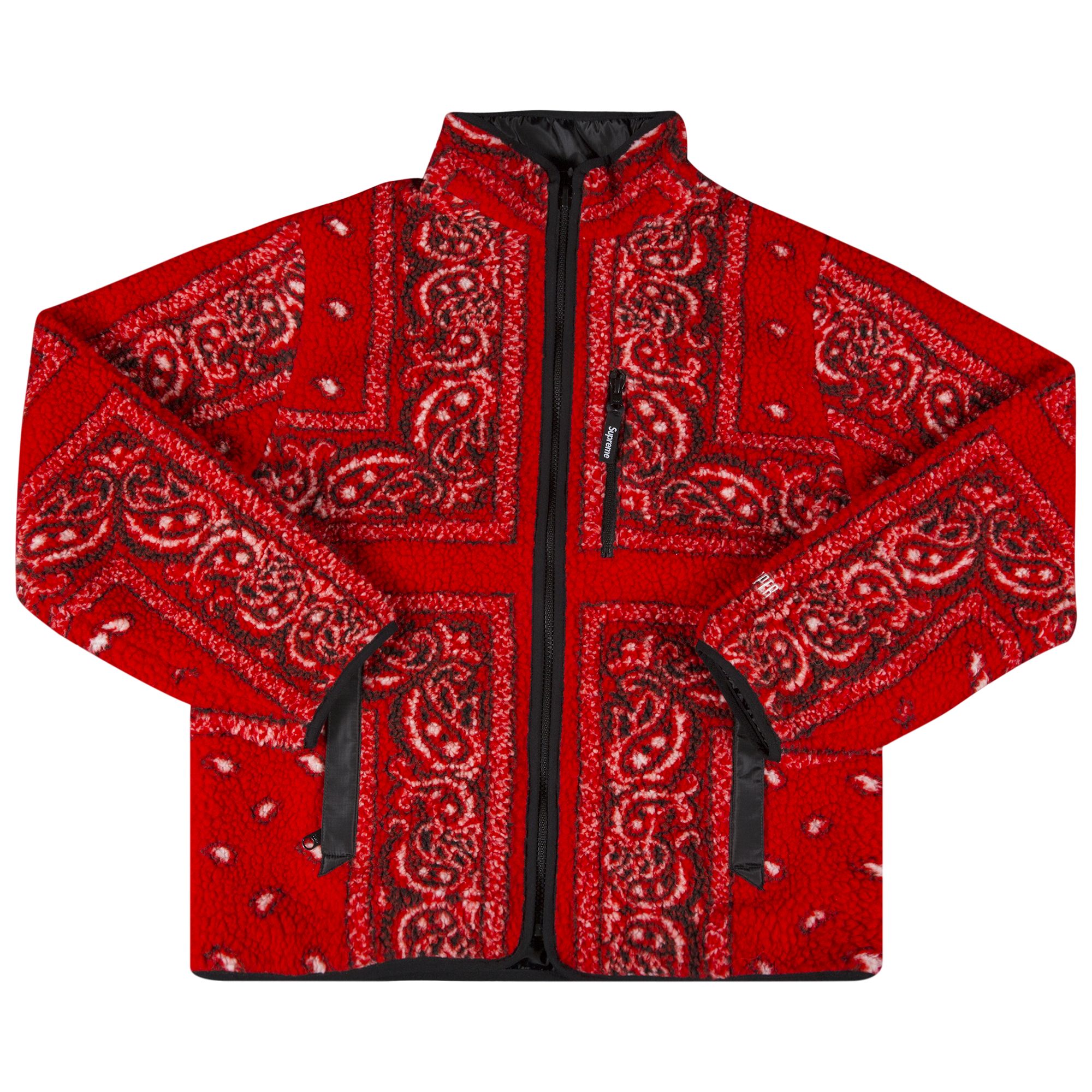 Supreme Reversible Bandana Fleece Jacket 'Red' | Men's Size XL