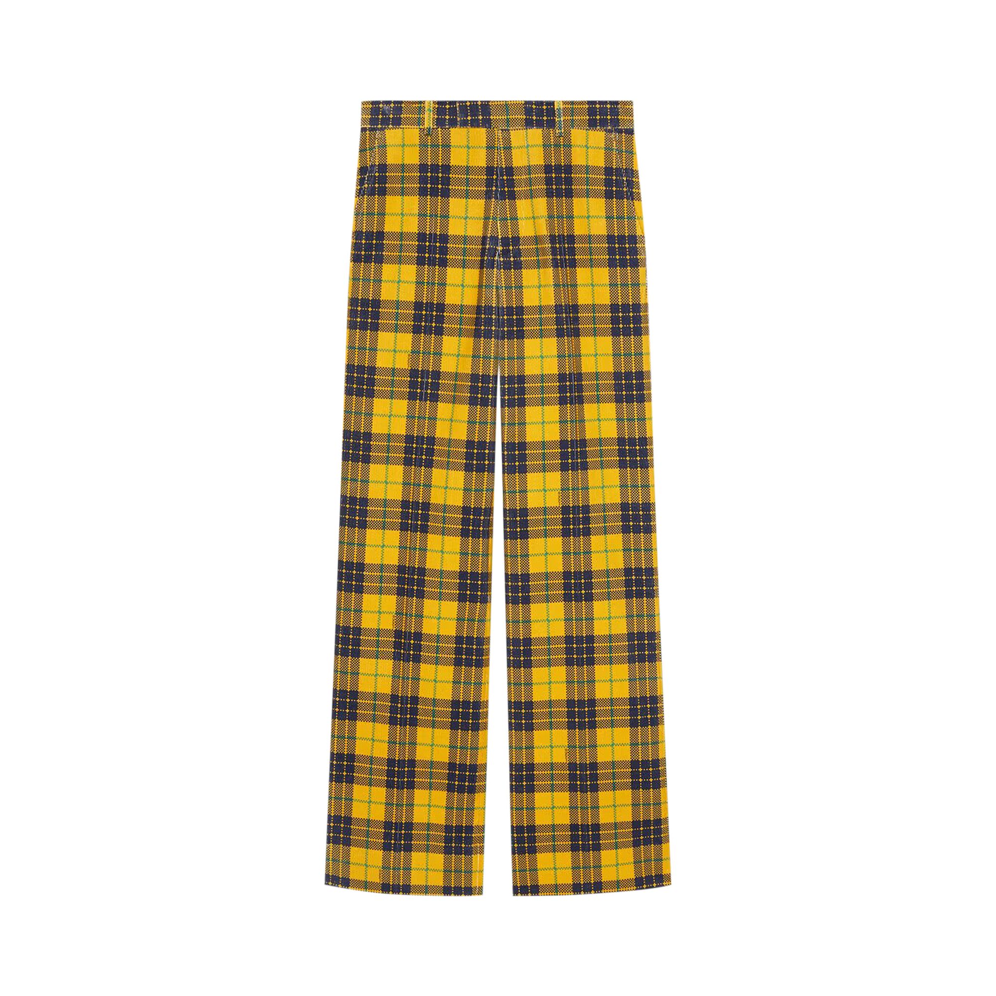 Gucci Straight-Leg Checked Tartan Cotton Trousers 'Yellow/Blue' | Men's Size 46