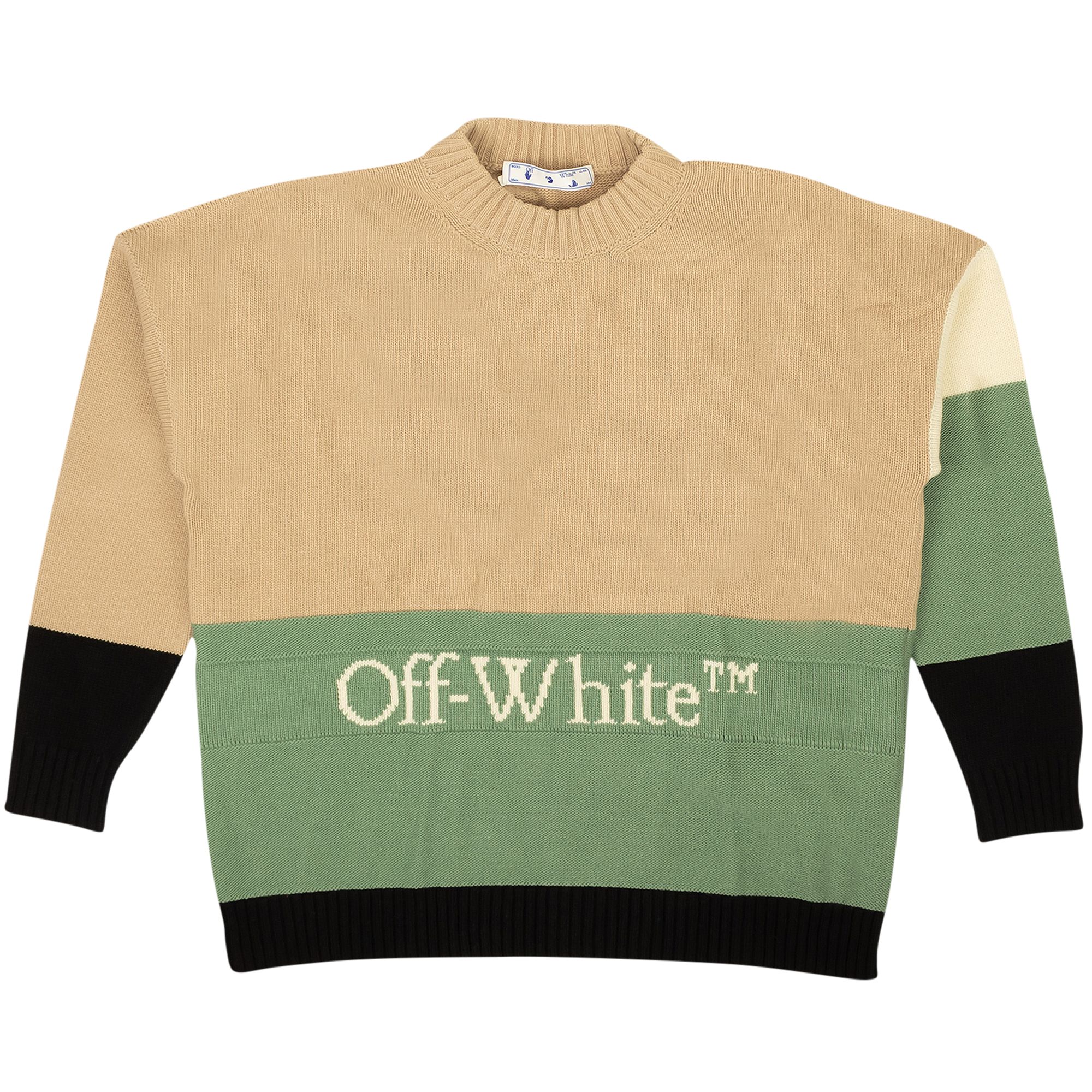 Off-White Block Wool Crewneck 'Beige/Green/Black' | Multi-Color | Men's Size L