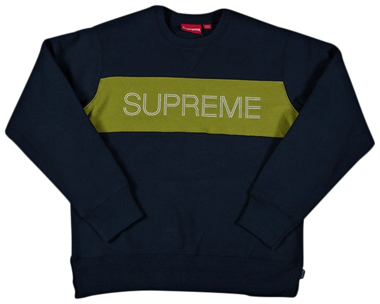 Supreme Zig Zag Stitch Panel Crewneck Navy