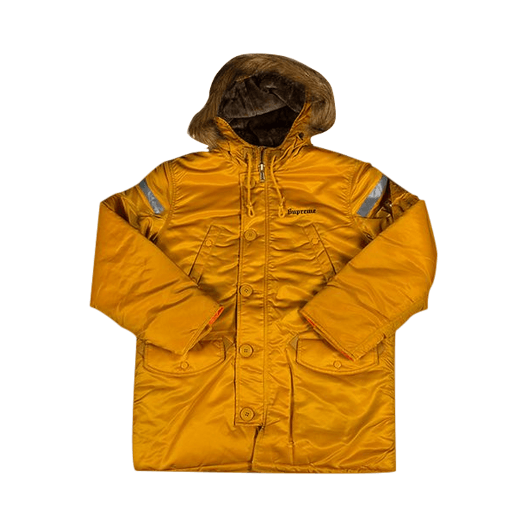 Buy Supreme Reflective Cross N-3B Parka 'Yellow' - FW17J10 YELLOW | GOAT