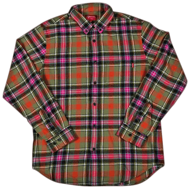 Supreme Tartan Flannel Shirt Olive