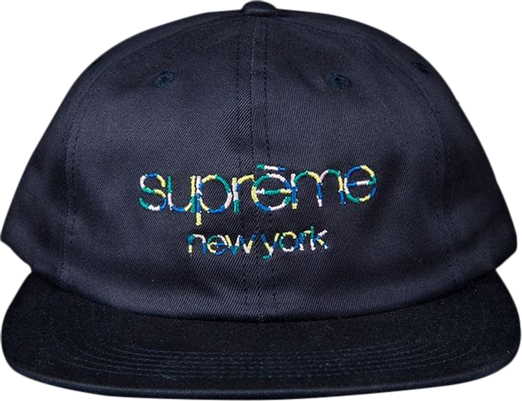 Buy Supreme Multicolor Twill Classic Logo 6 Panel 'Navy' - SS17H48