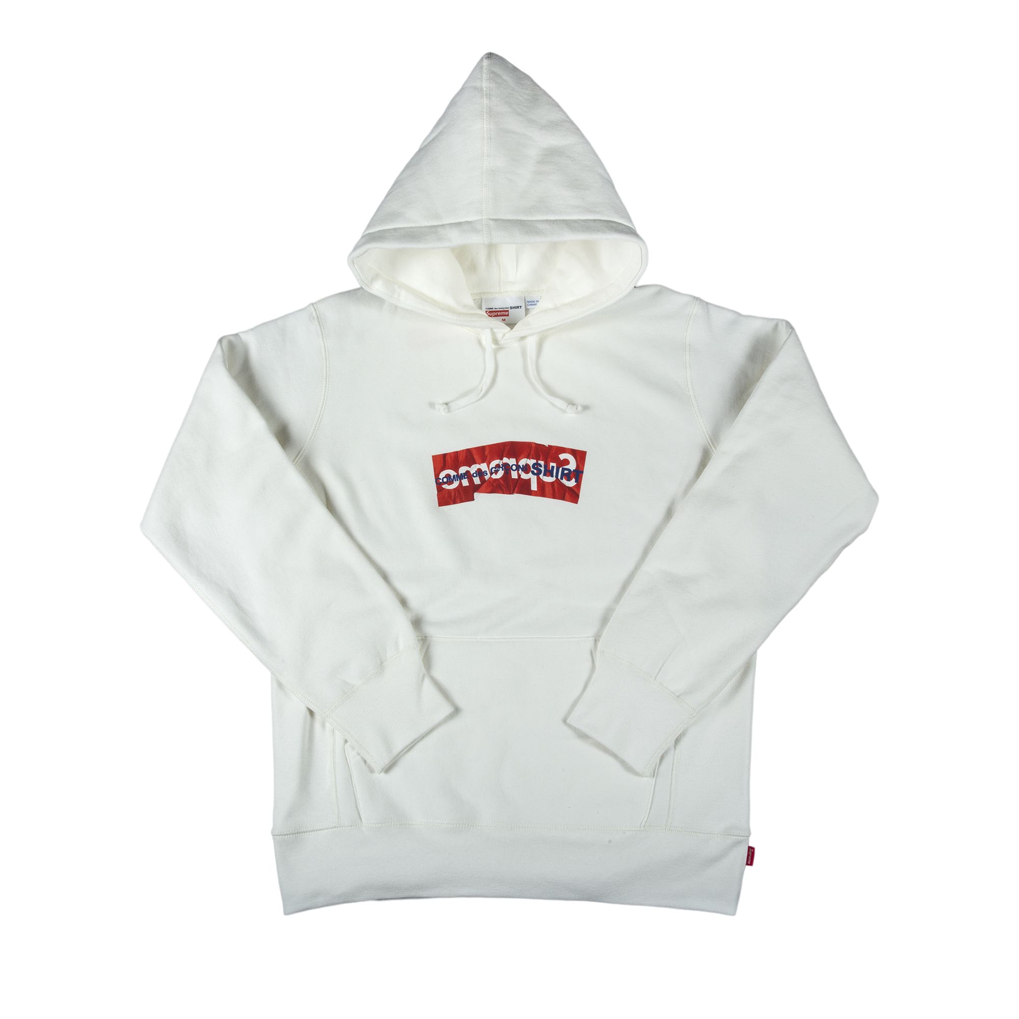 Supreme x Comme des Garçons SHIRT Box Logo Hooded Sweatshirt 'White' | Men's Size L