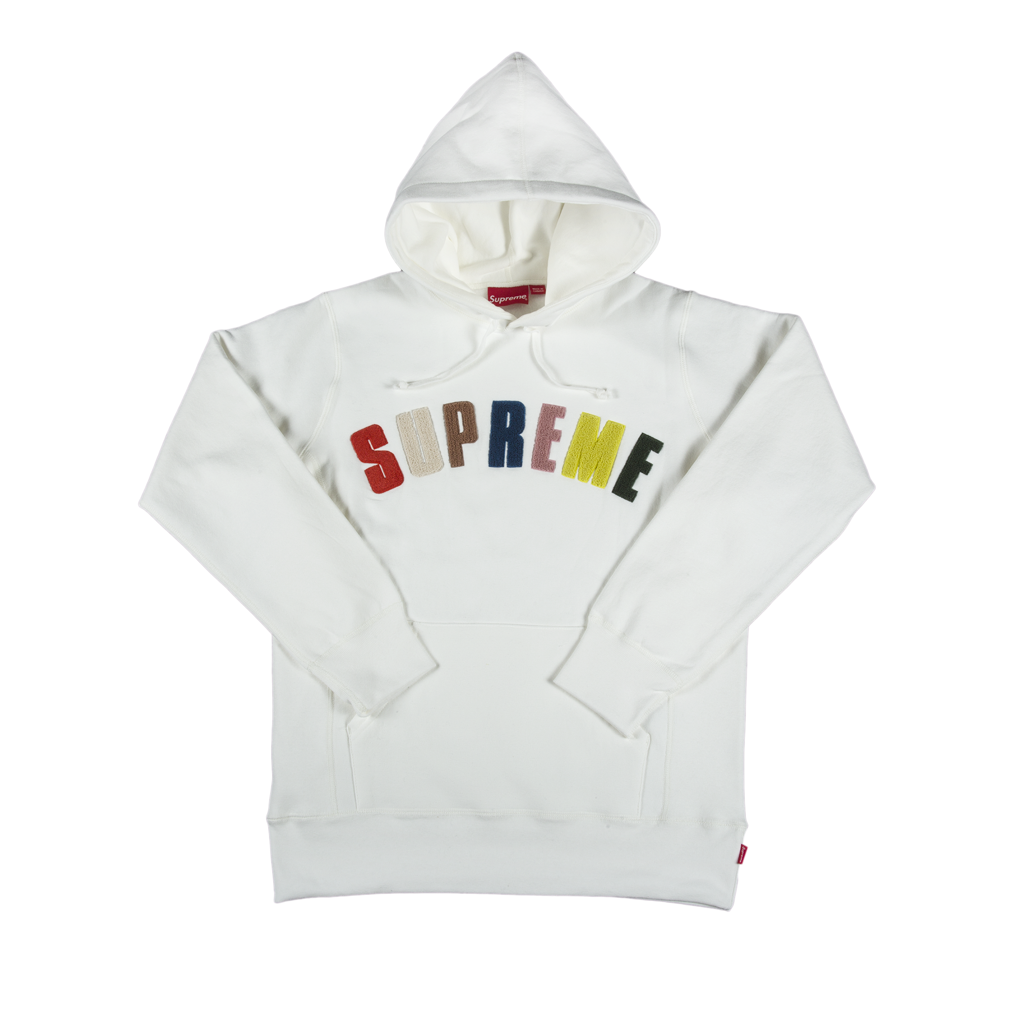 Supreme Chenille Arc Logo Hooded Sweatshirt 'White'