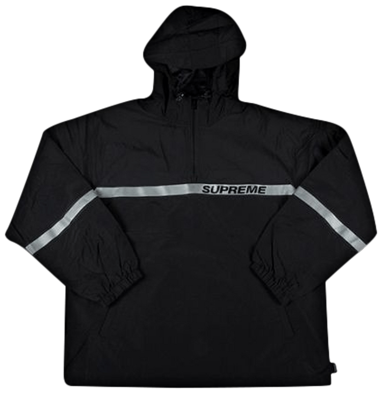 Buy Supreme Reflective Taping Hooded Pullover 'Black' - SS18J13