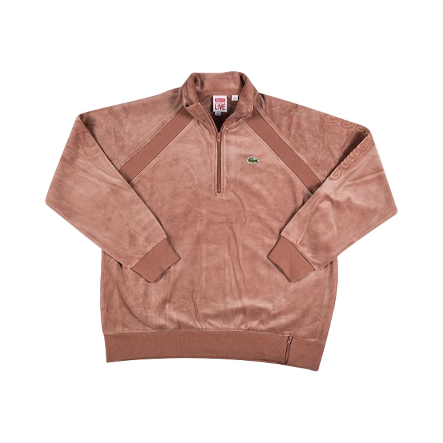 Pre-owned Supreme X Lacoste Velour Half Zip Track Top 'maroon' | Red | Men's Size Xl