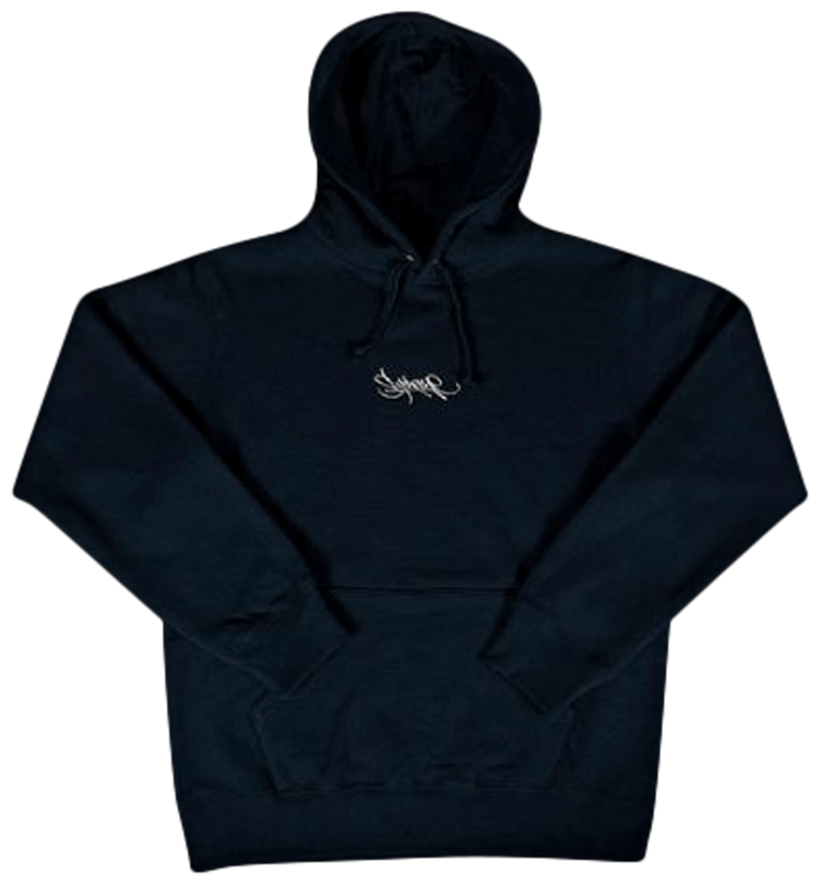 Supreme Tag Logo Hooded Sweatshirt Navy