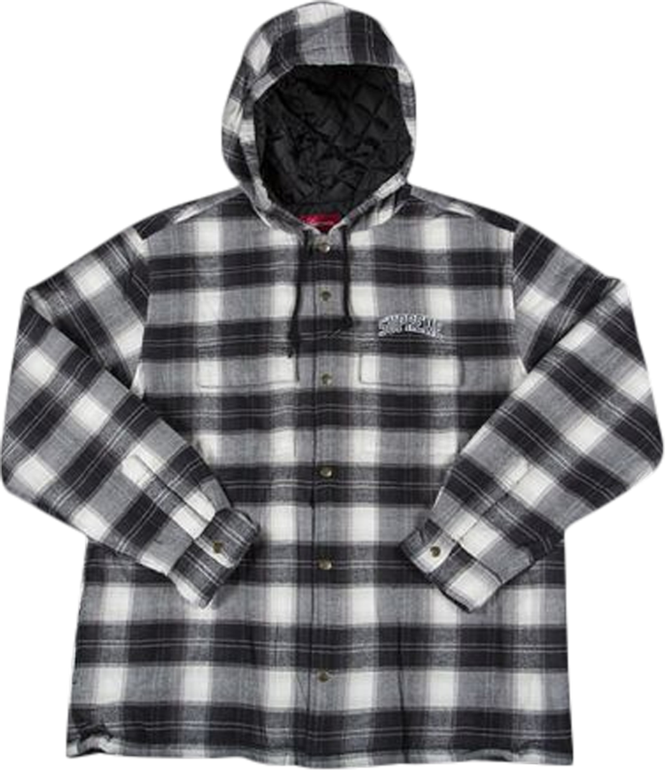 Buy Supreme Quilted Hooded Plaid Shirt 'Black' - FW19S27 BLACK | GOAT