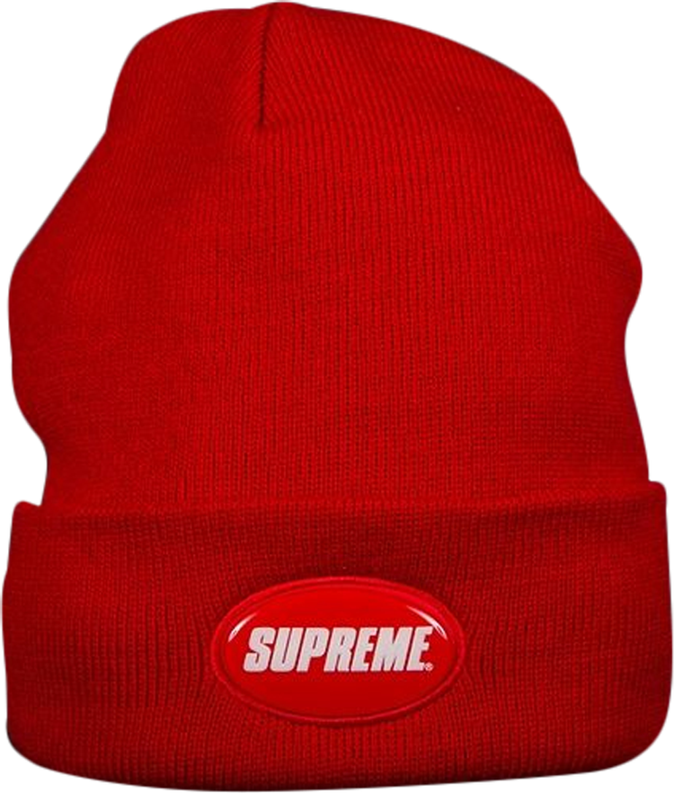 Supreme Rubber Patch Beanie 'Red'