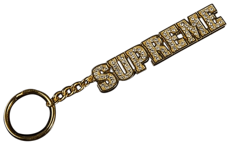 Supreme Block Logo Keychain Gold