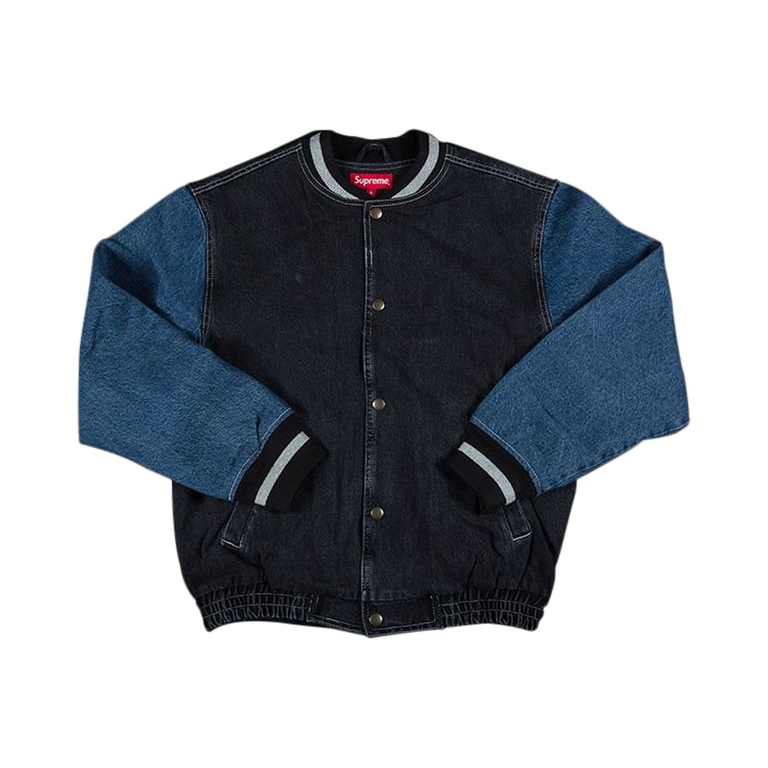 Pre-owned Supreme Denim Varsity Jacket 'black' | Men's Size M