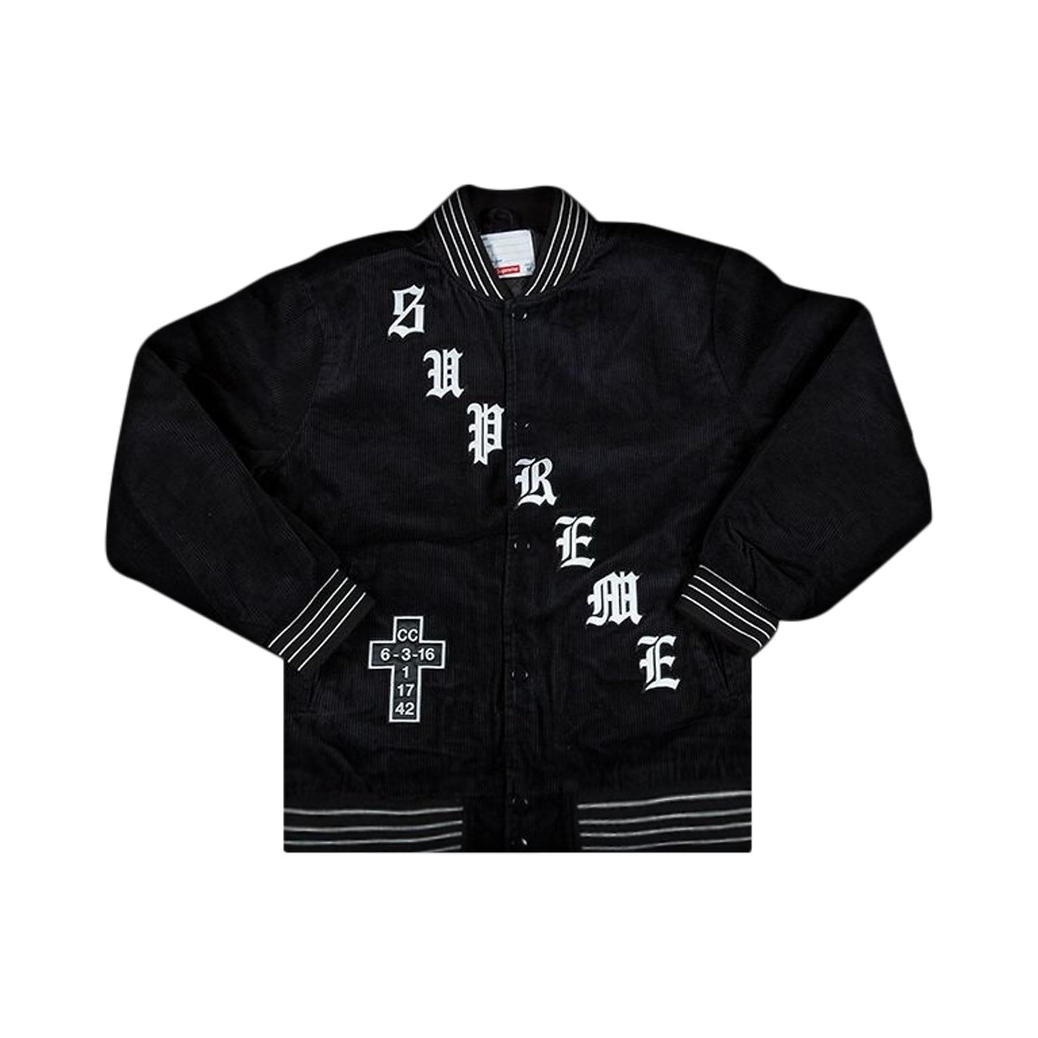 Pre-owned Supreme Old English Corduroy Varsity Jacket 'black' | Men's Size M